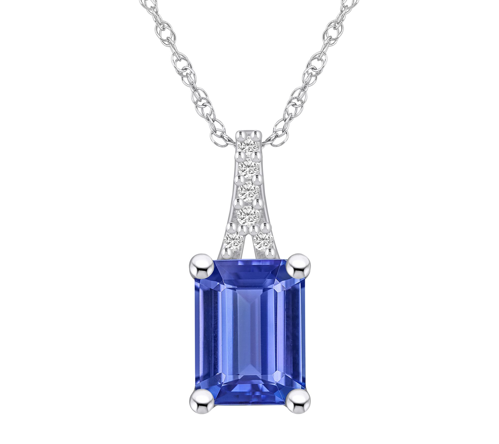 Affinity Gems Tanzanite & Diamond Pendant w/ Chain, 14K Gold
