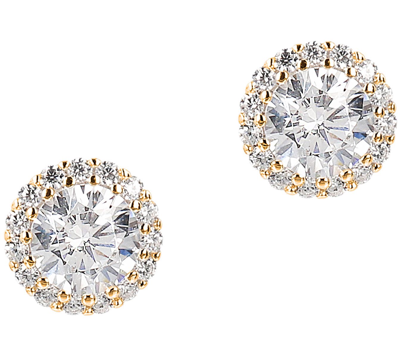 Diamonique 1.05 cttw Halo Stud Earrings, 14K Gold Plated