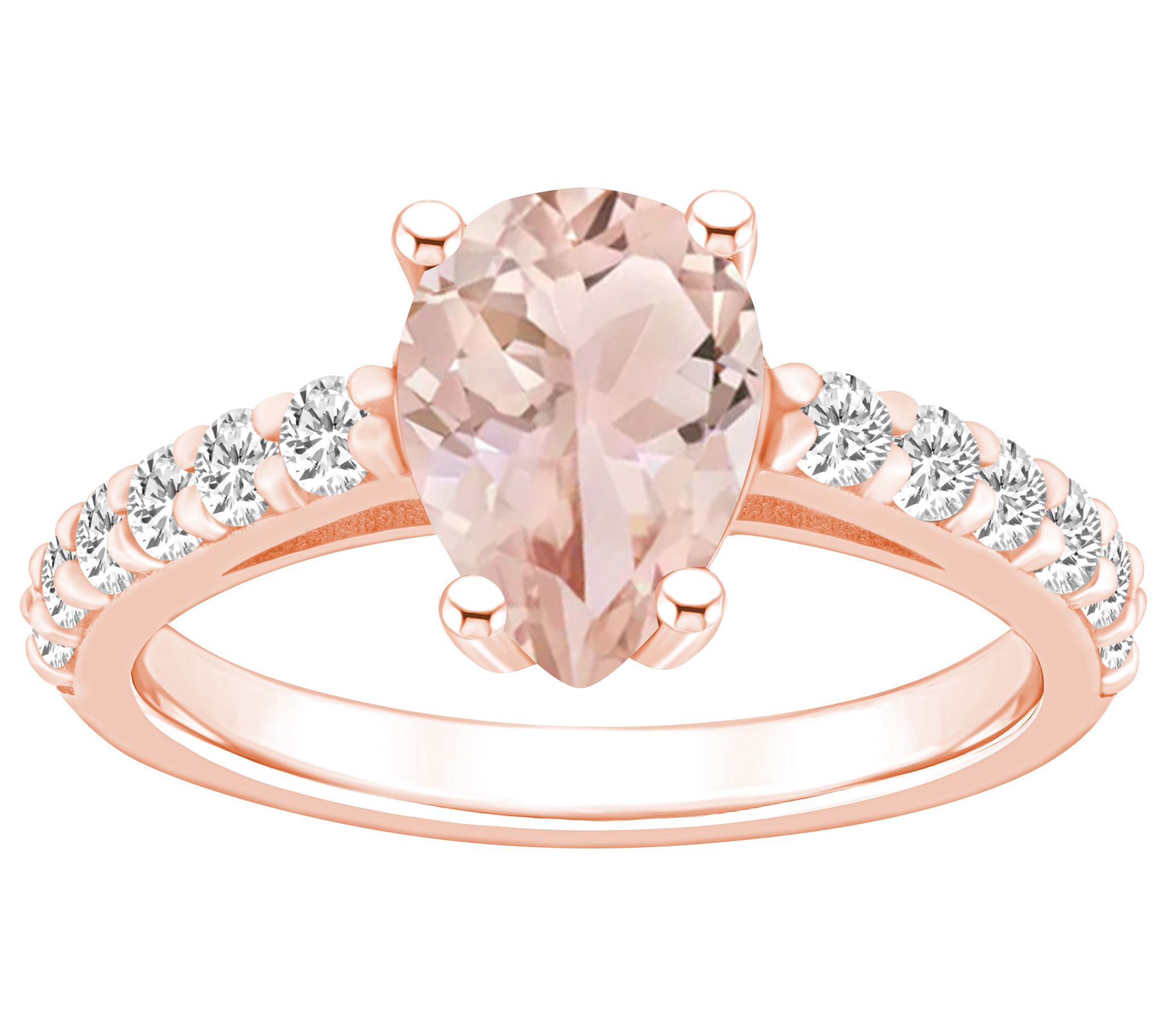 Affinity Gems Pear Cut Morganite & Diamond Ring, 14K Gold