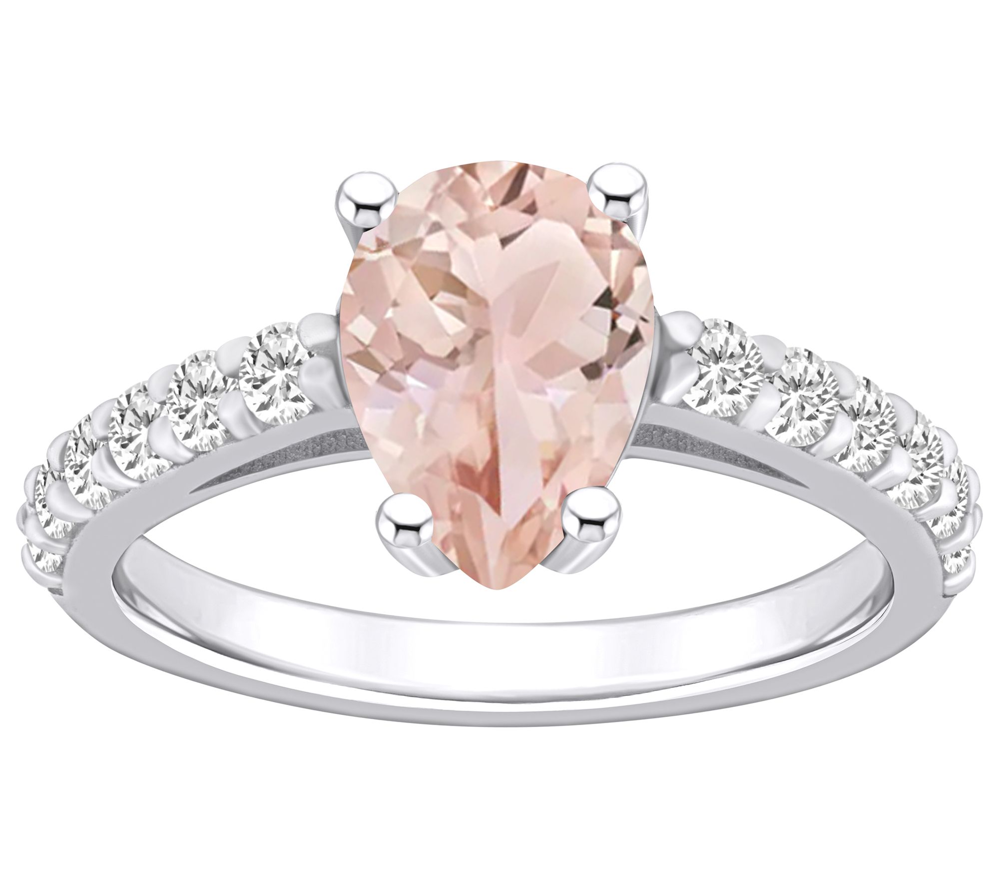 Affinity Gems Pear Cut Morganite & Diamond Ring, 14K Gold