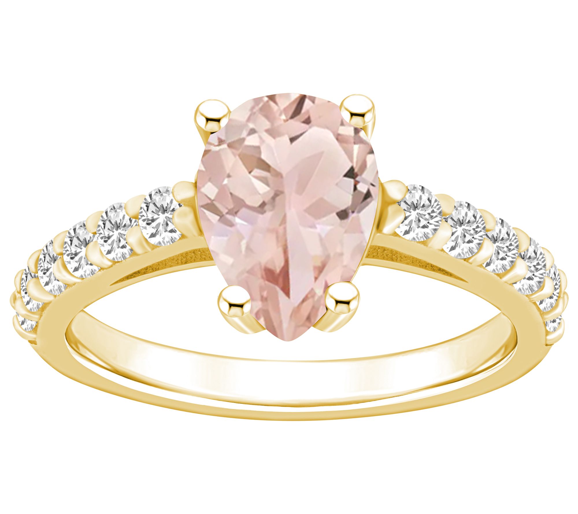 Affinity Gems Pear Cut Morganite & Diamond Ring, 14K Gold
