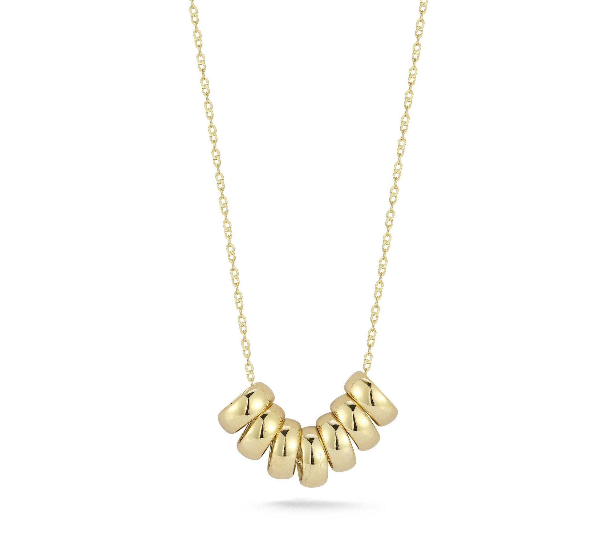 Luminosa Gold Polished Rings w/ Rolo Chain, 14K