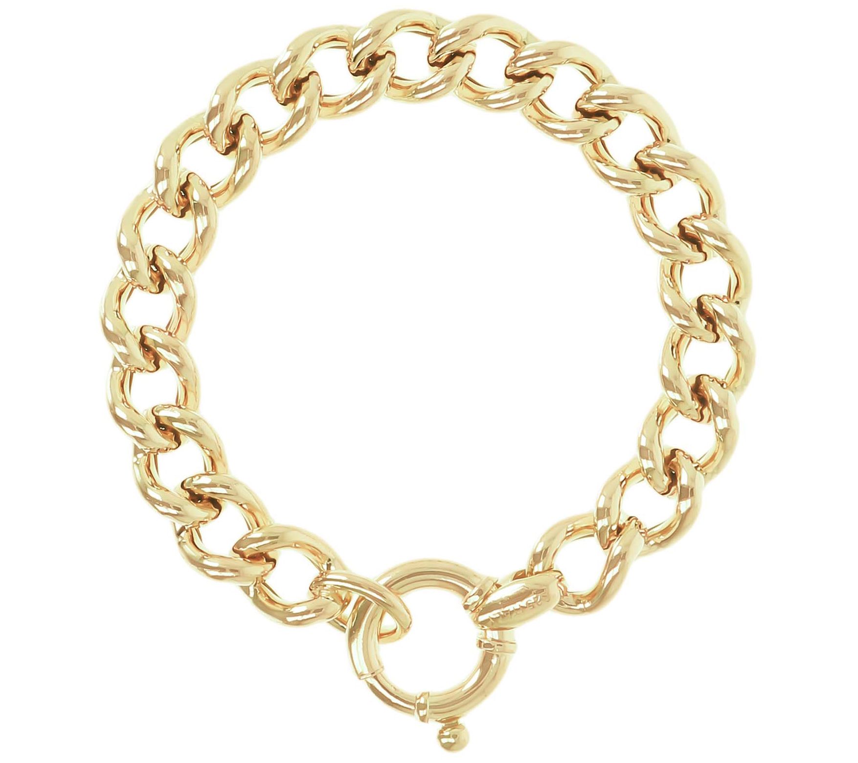 Veronese 18K Plated Polished Bold Curb Link Bracelet, 21.2g