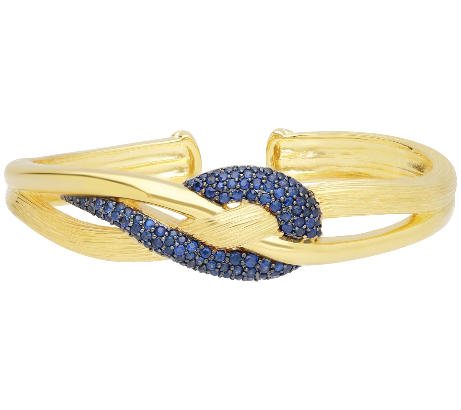 Ariva 18K Gold Clad Blue Sapphire Pave Swirl Cuff