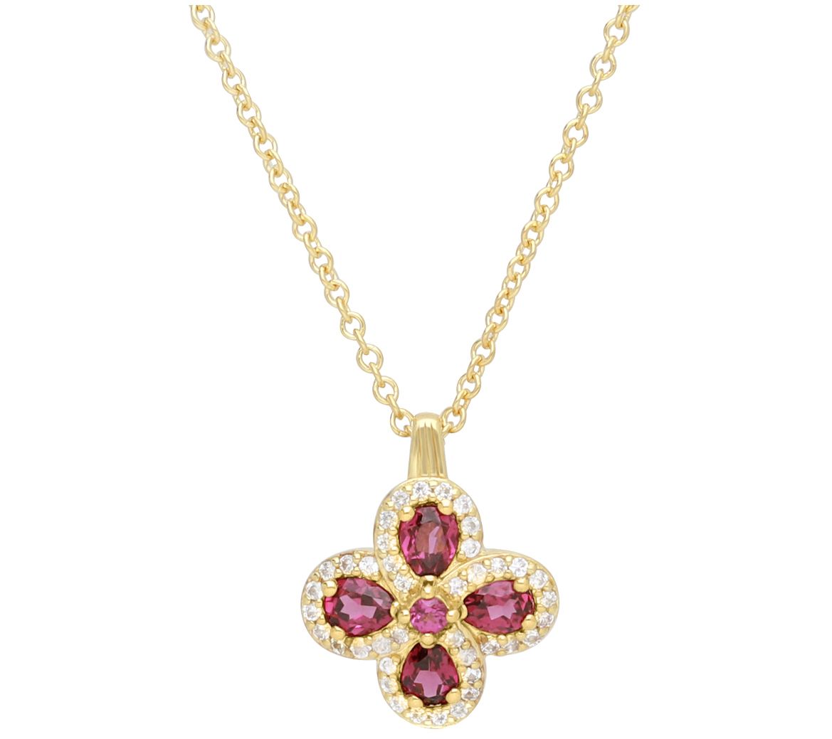 Ariva 14K Gold Rhodolite & White Sapphire Pendant w/ Chain