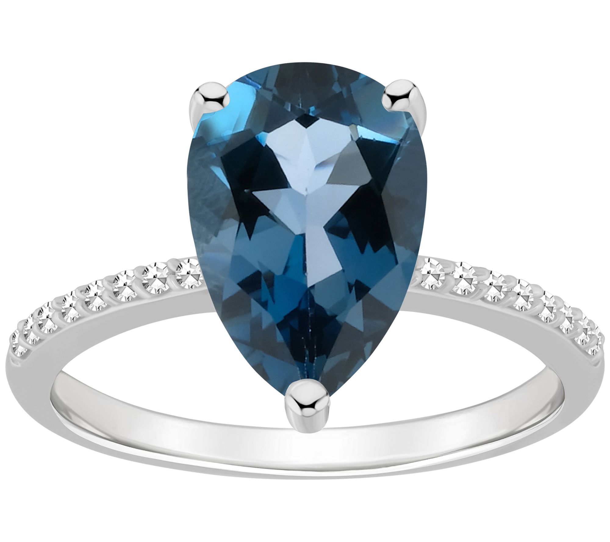 Affinity Gems Pear Blue Topaz & Diamond Ring, Sterling