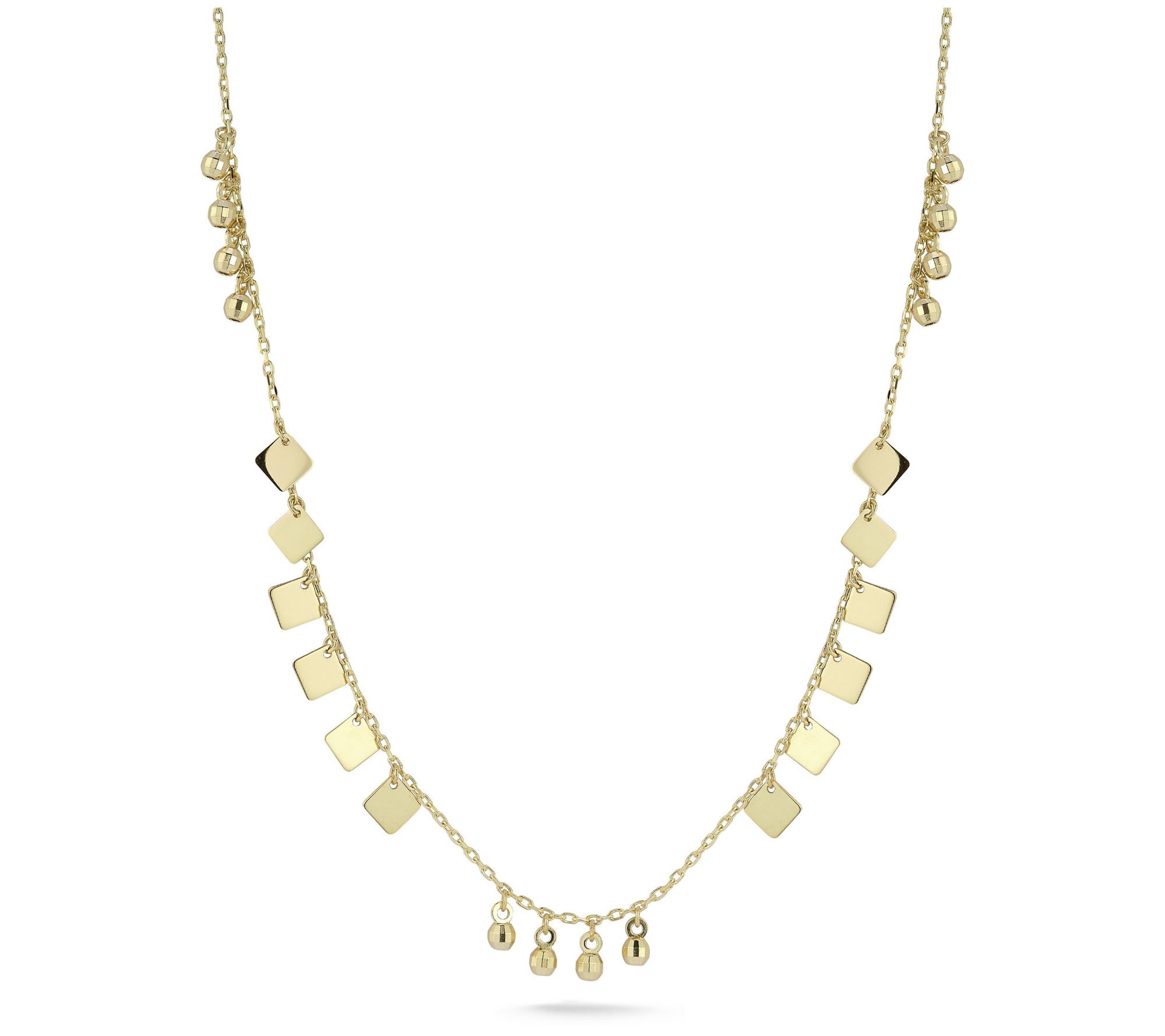 Luminosa Gold Multi-Shape Dangle Station Necklae, 14K