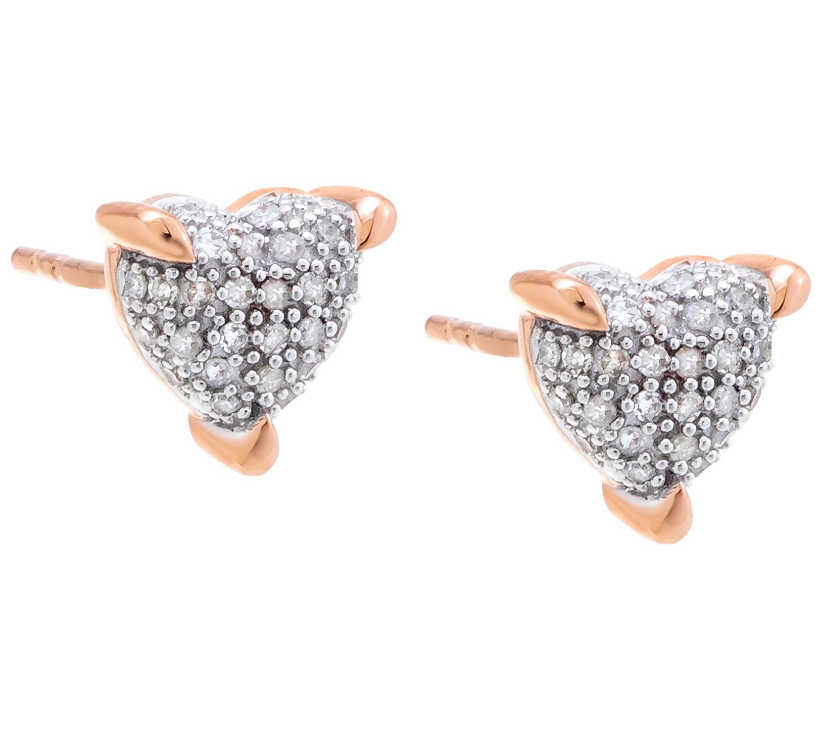 Affinity Diamonds Two-Tone Heart Earrings, 14Kose Plated