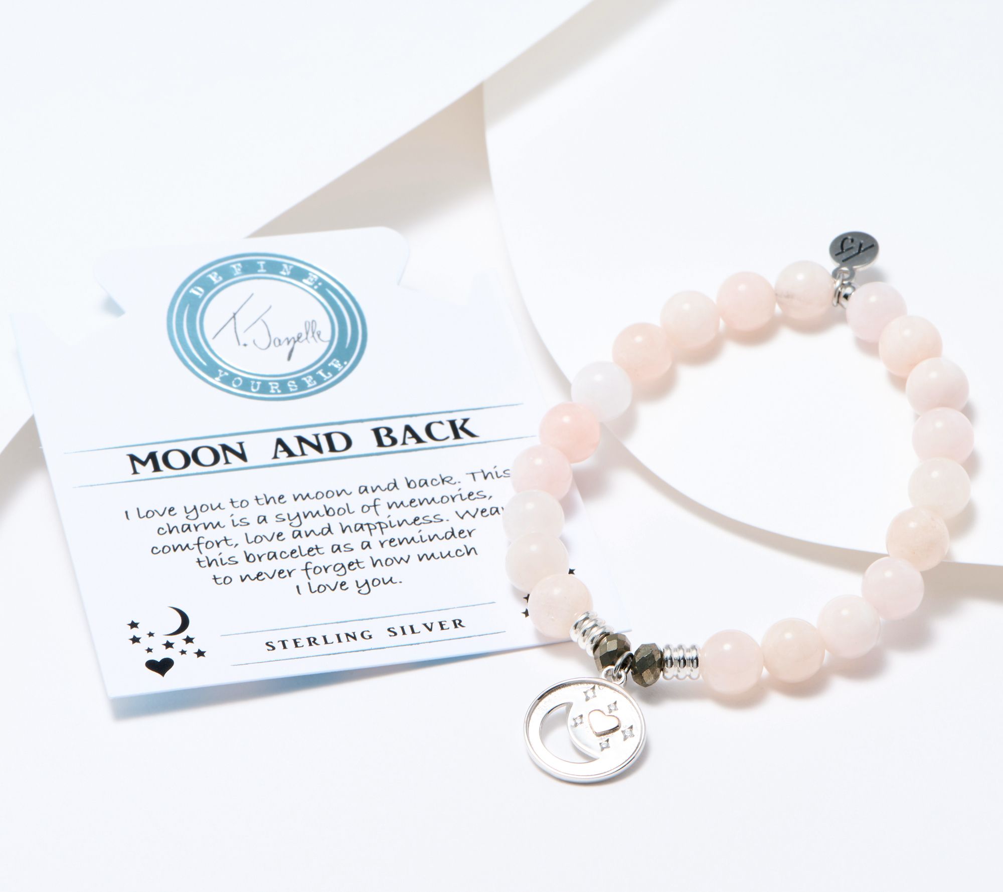 "As Is" T.Jazelle Luck Gemstone Beaded Bracelet with Sterling Charm