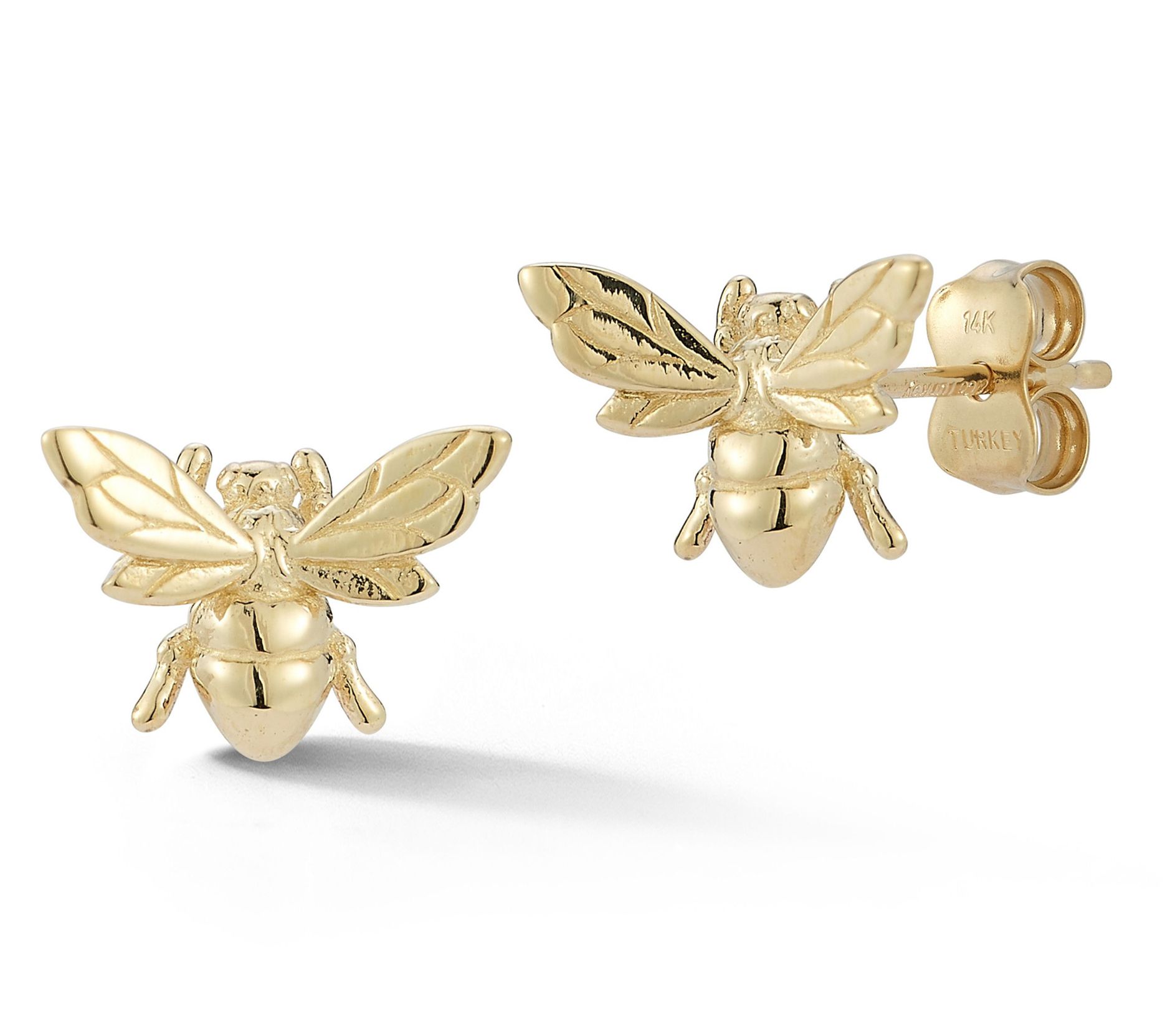 Luminosa Gold 3D Bee Stud Earrings, 14K