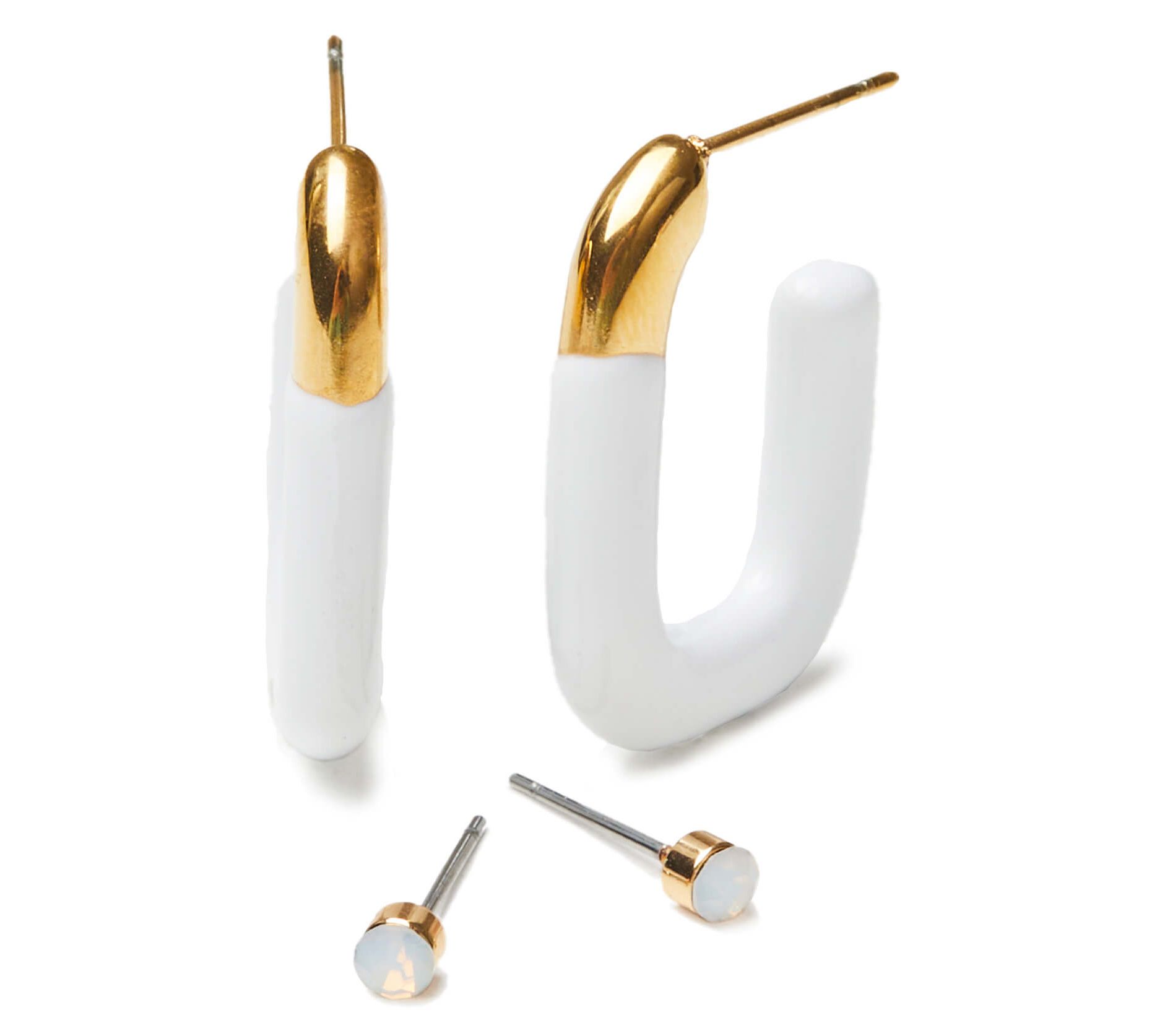 Violet & Brooks Poppy Enamel Hoop & Crystal Stud Earring Set