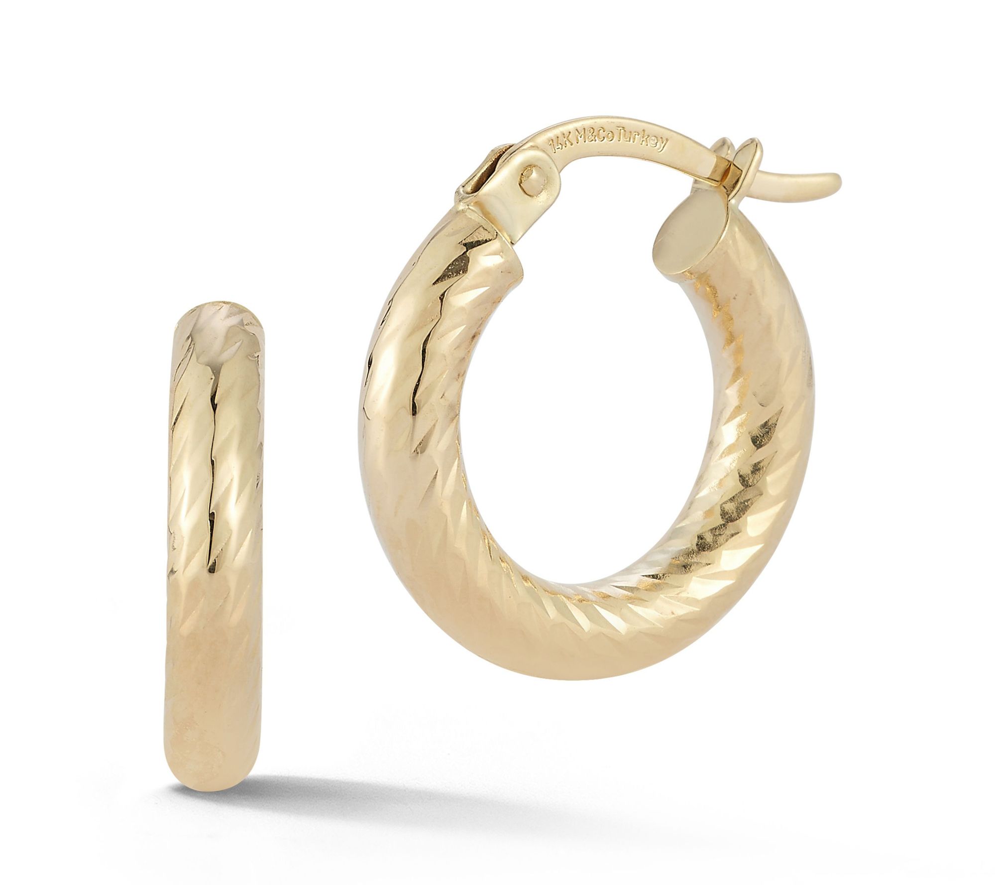 Luminosa Gold 5/8" Diamond Cut Hoop Earrings, 14K