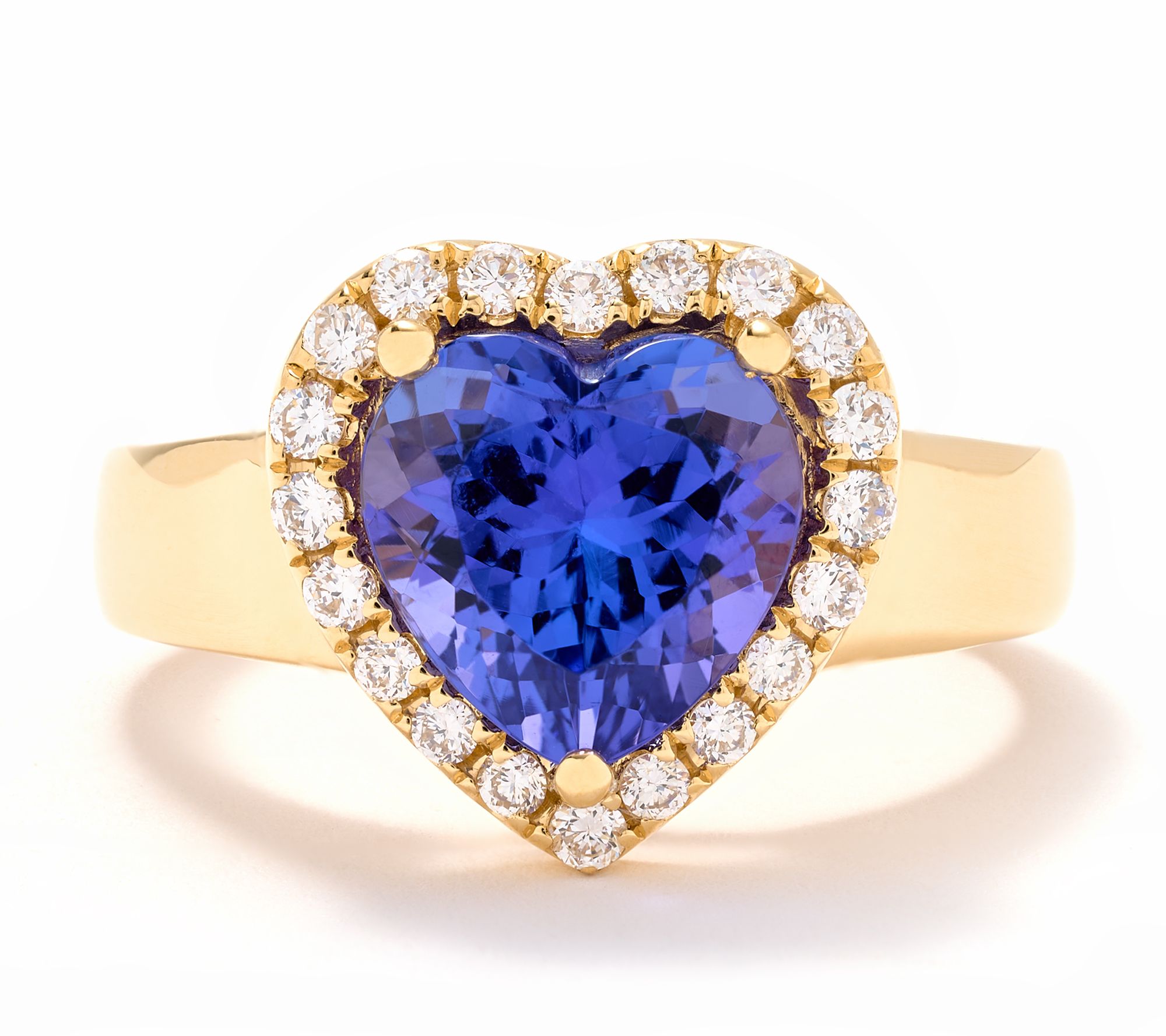 Pure Tanzanite by Jeff Moseley Heart Tanzanite & Diamond Ring, 18K Gold