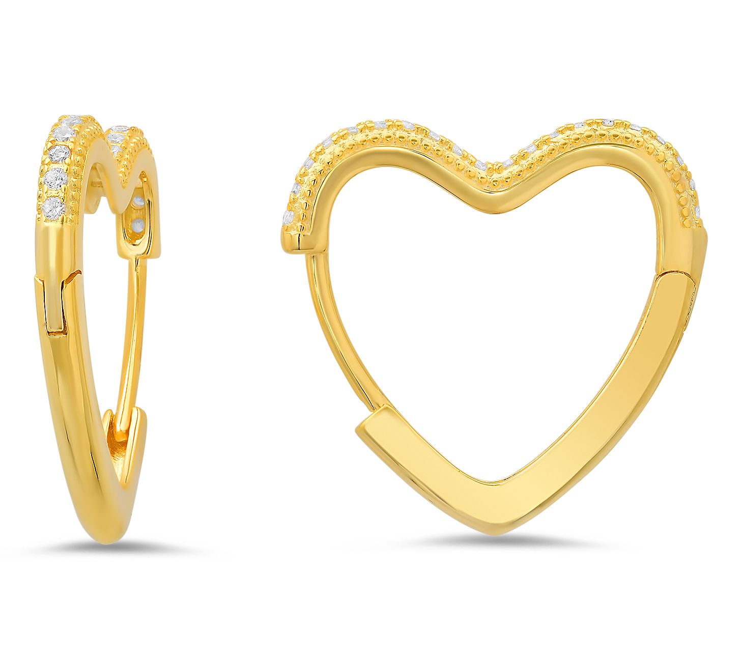 Diamonique Heart Shaped Hoop Earrings, SterlingSilver