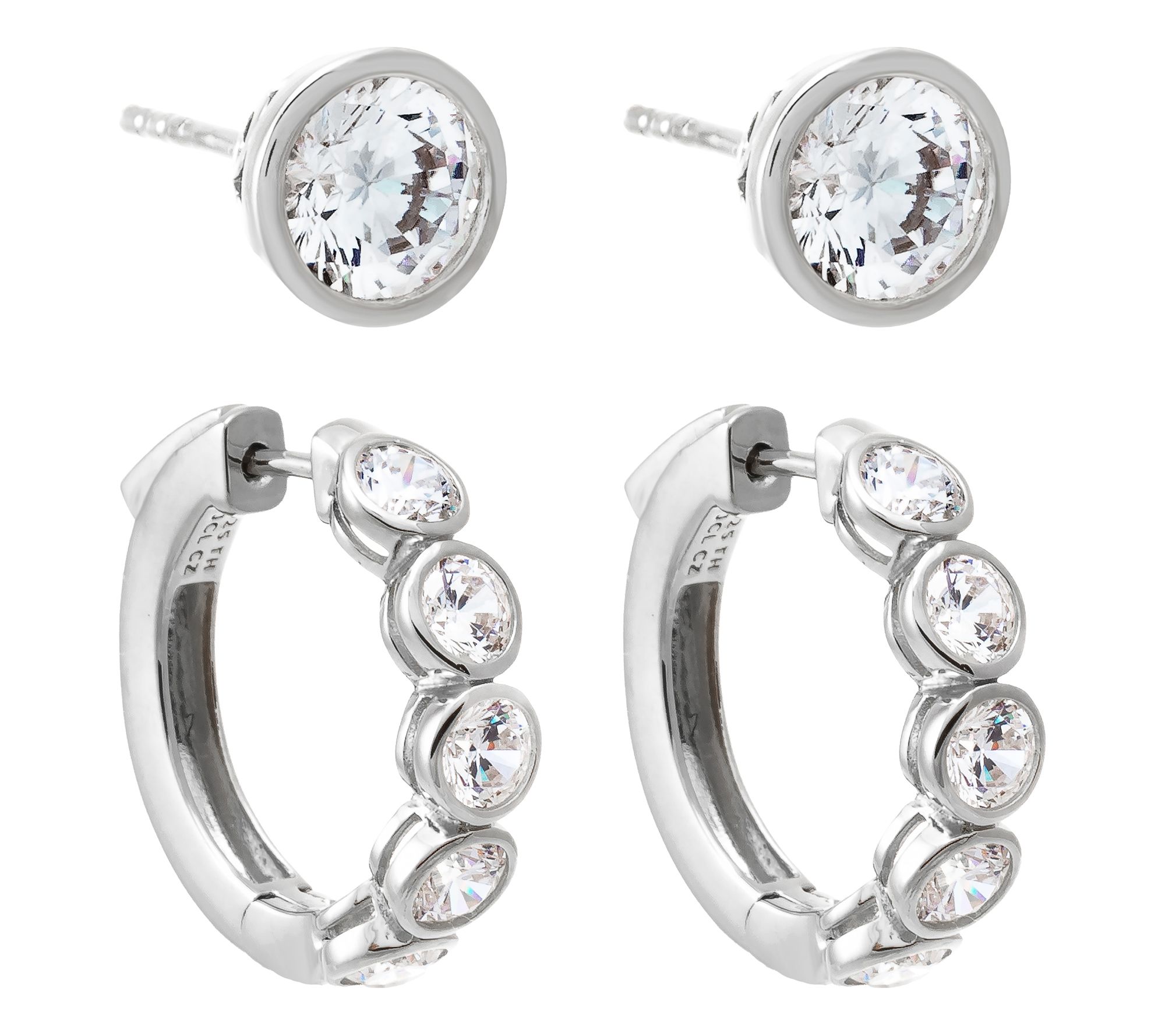 Diamonique x Jennifer Miller Stud & Hoop EarrinSet, Sterling