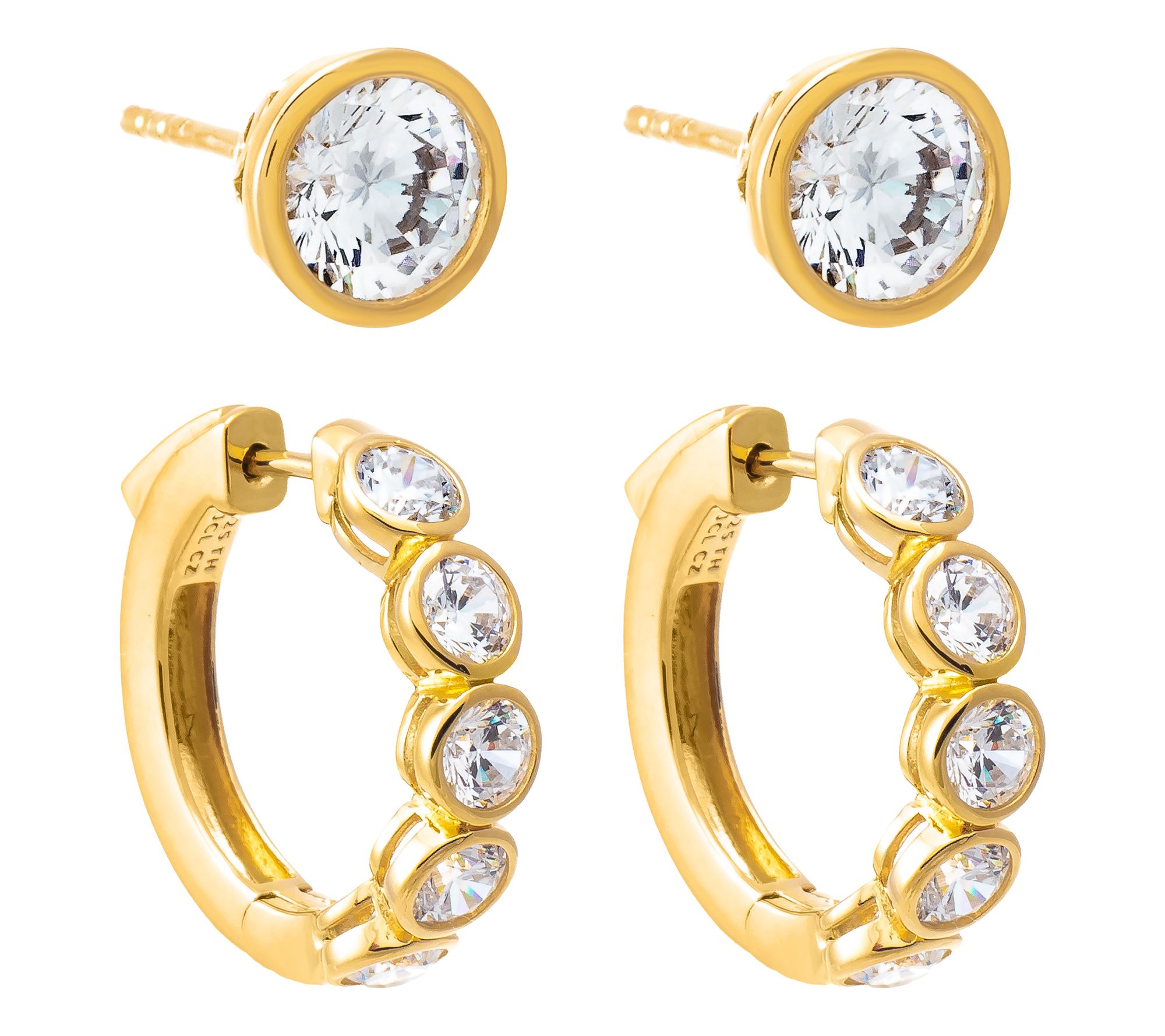 Diamonique x Jennifer Miller Stud & Hoop EarrinSet, Sterling