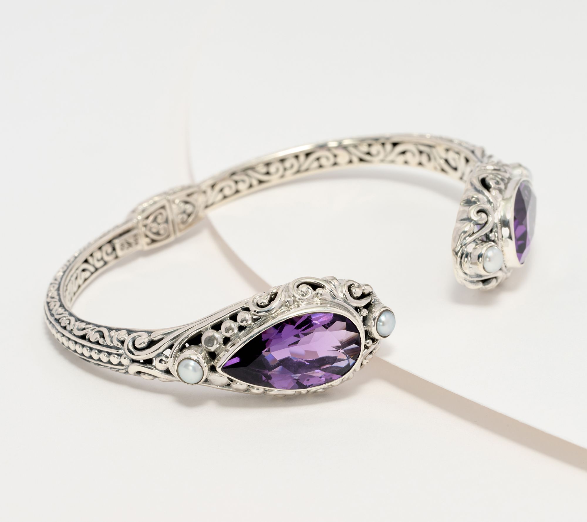 "As Is" Artisan Crafted by Robert Manse Pearl Amethyst Cuff, Sterling