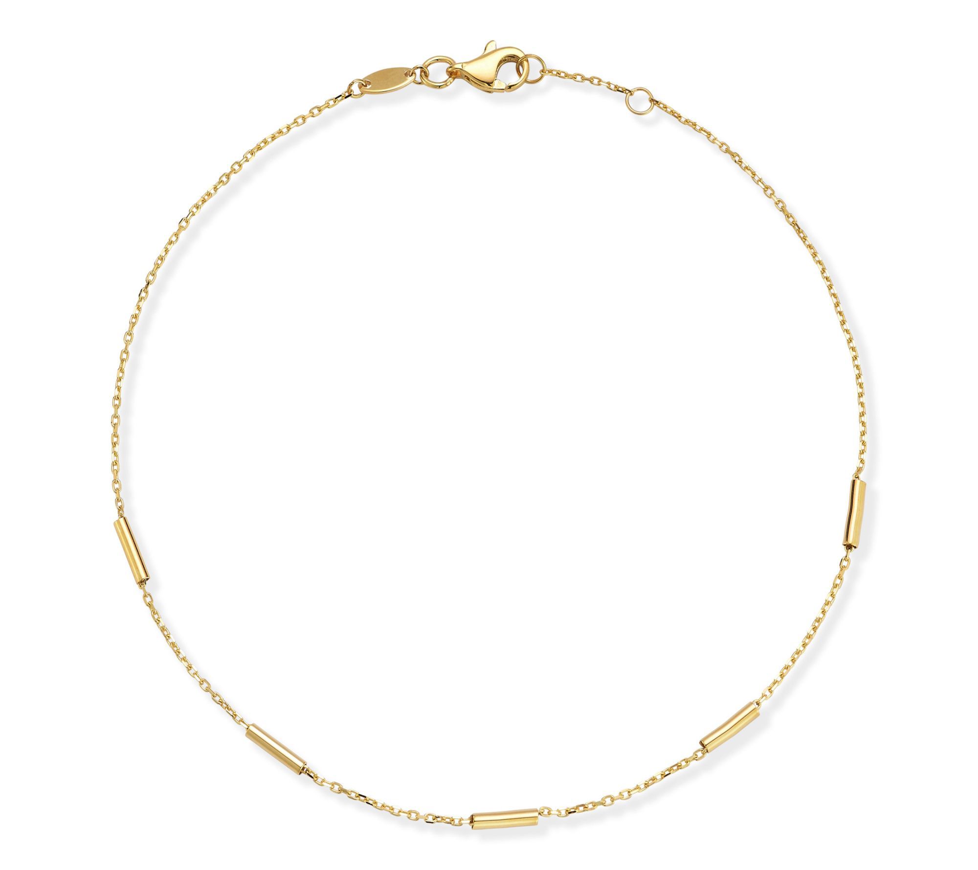 Luminosa Gold Cylinder Station Ankle Bracelet,14K