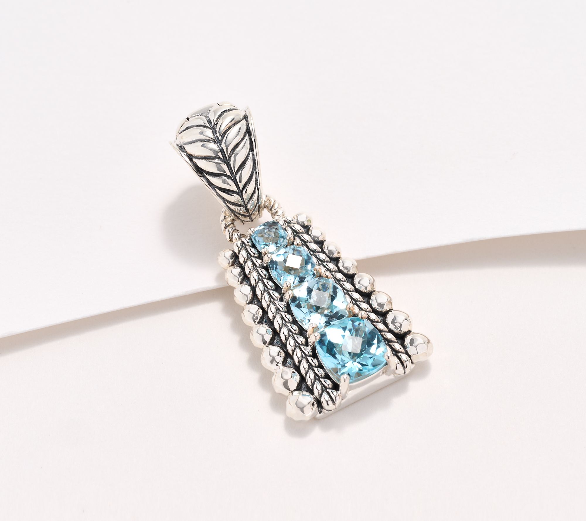 JAI Sterling Silver Gemstone and Hammered Bead Enhancer