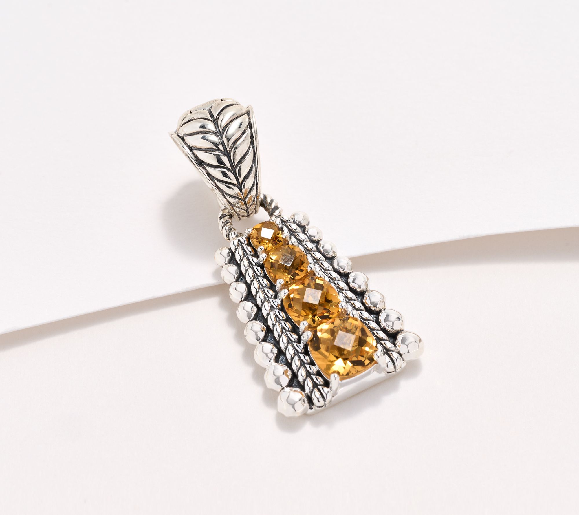 JAI Sterling Silver Gemstone and Hammered Bead Enhancer