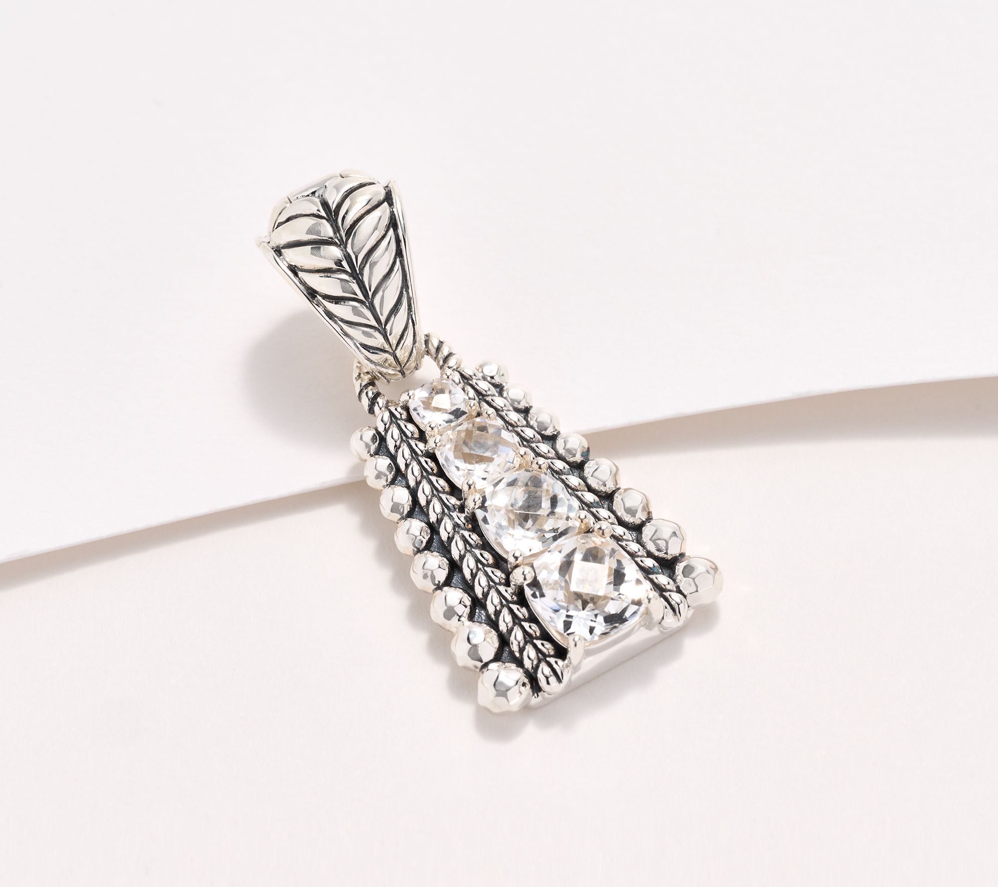 JAI Sterling Silver Gemstone and Hammered Bead Enhancer