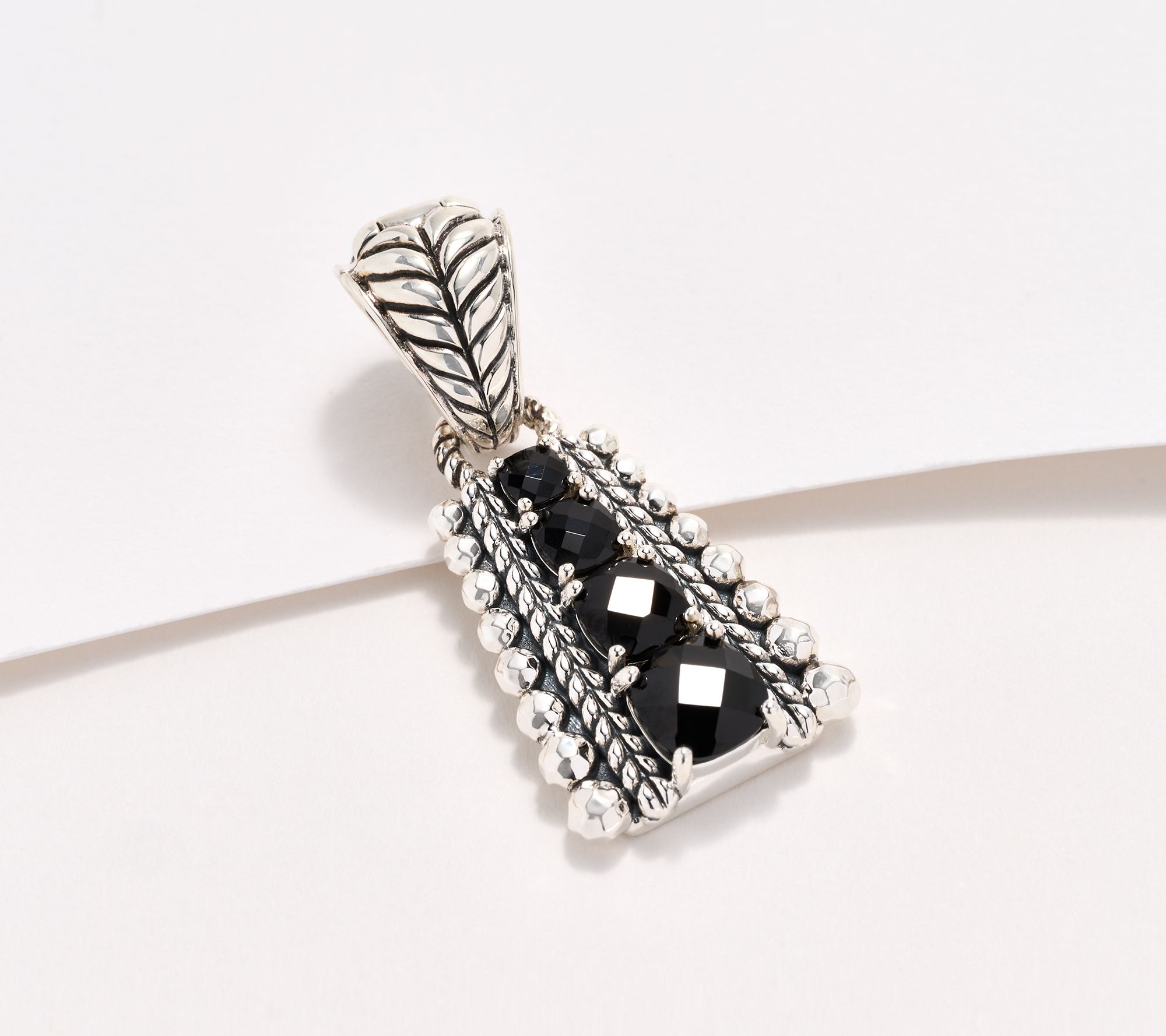 JAI Sterling Silver Gemstone and Hammered Bead Enhancer