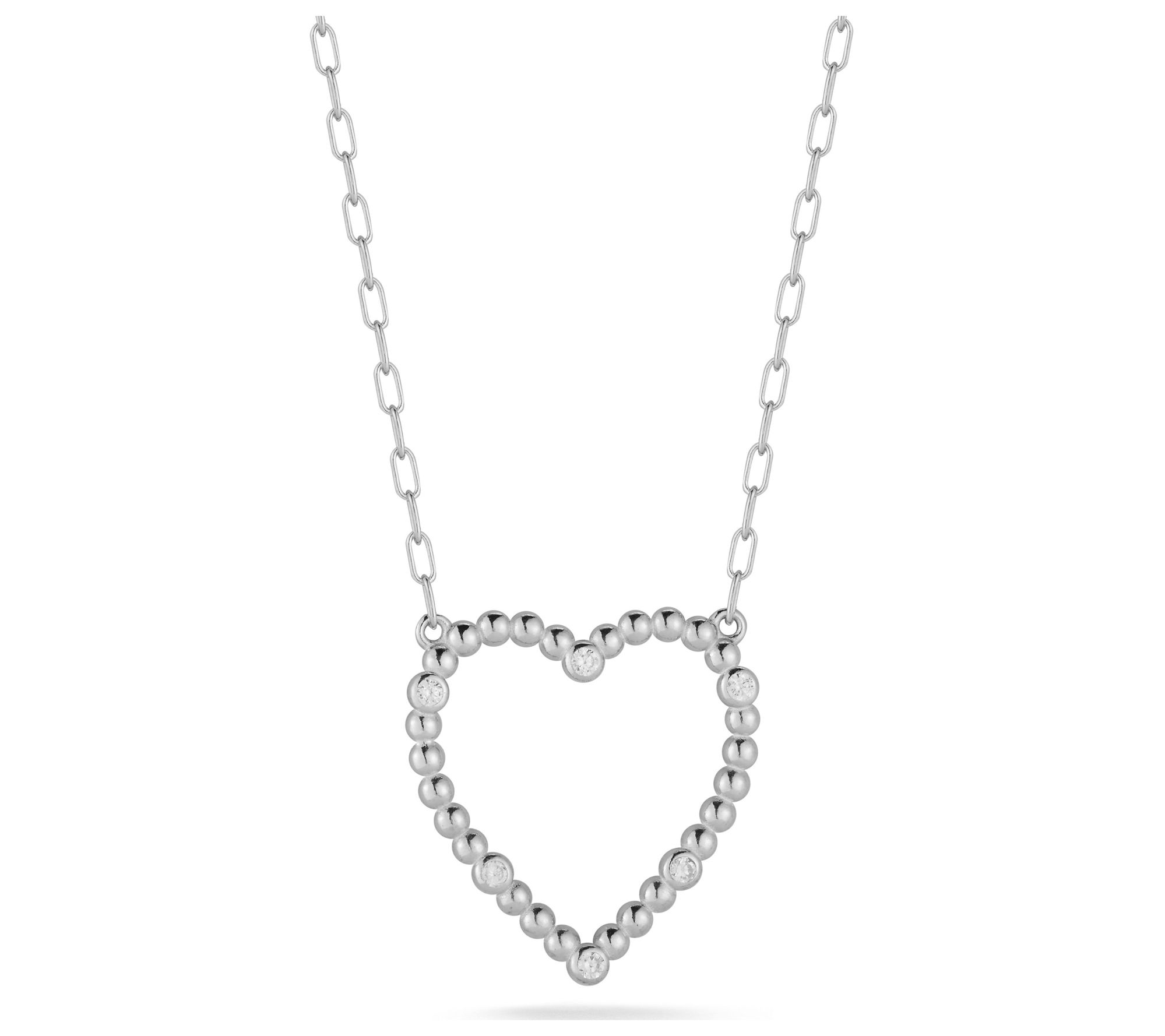 Sterlina Silver Open Bubble Heart Necklace, Sterling