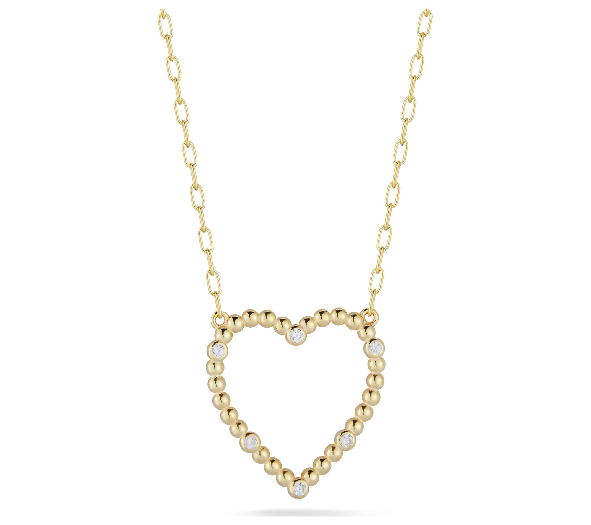 Sterlina Silver Open Bubble Heart Necklace, Sterling