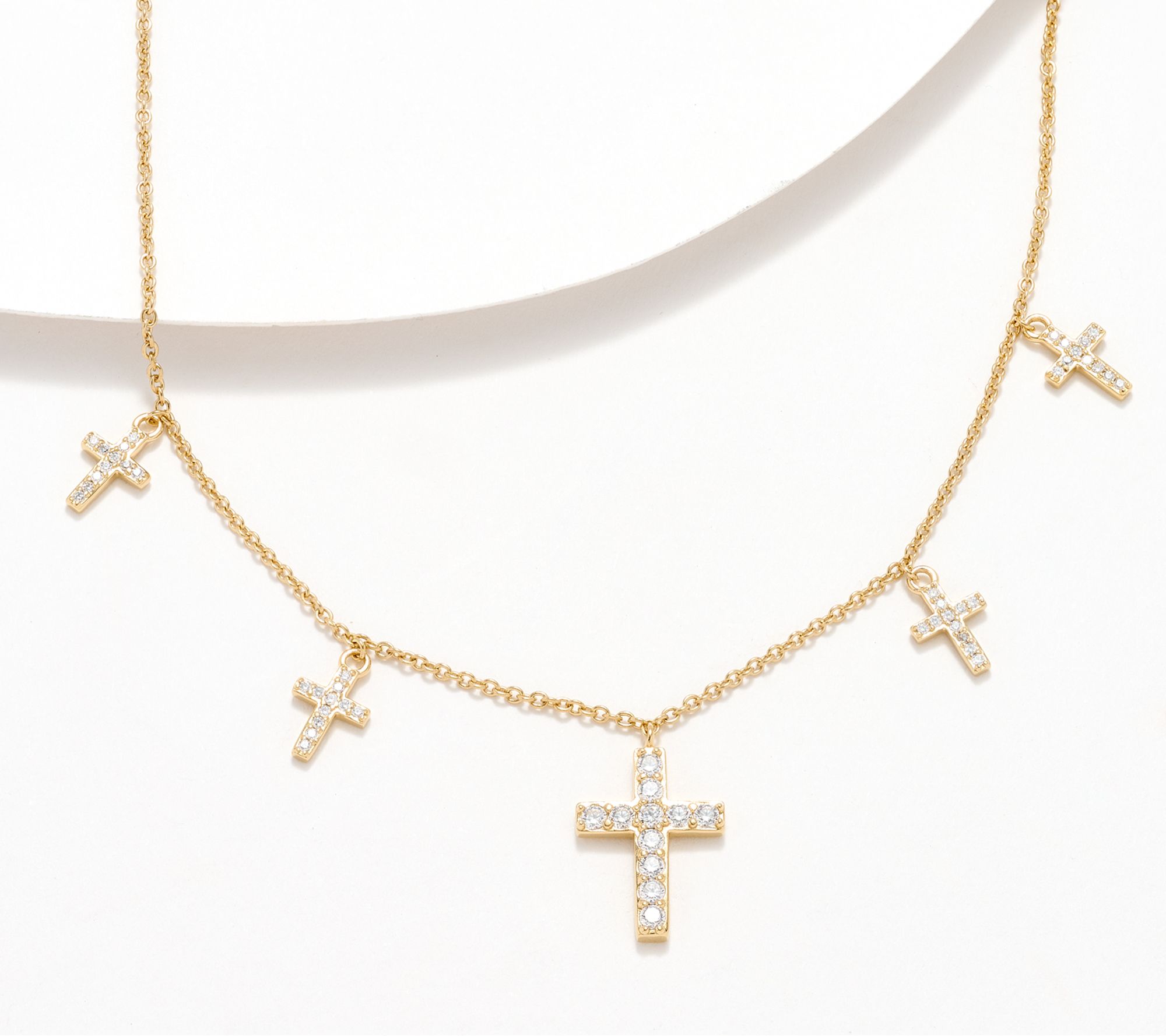 Diamonique Cross Station Necklace, Sterling Silver