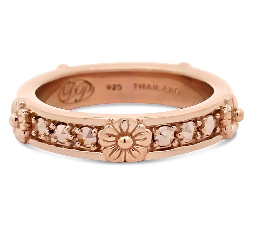 Dallas Prince 14K Gold Clad Marcasite Floral Eternity Ring