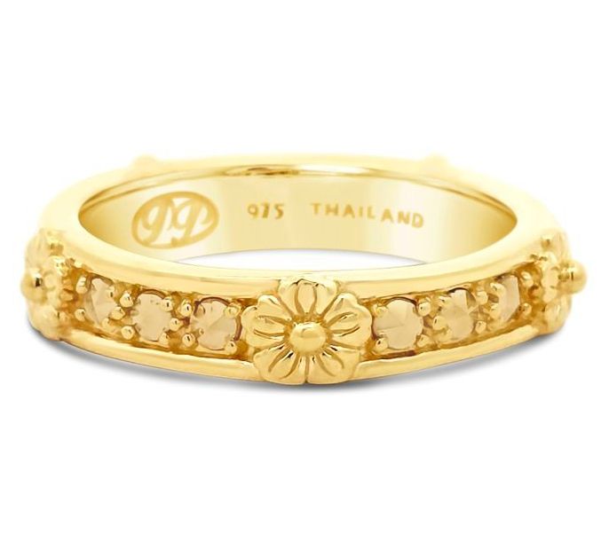 Dallas Prince 14K Gold Clad Marcasite Floral Eternity Ring