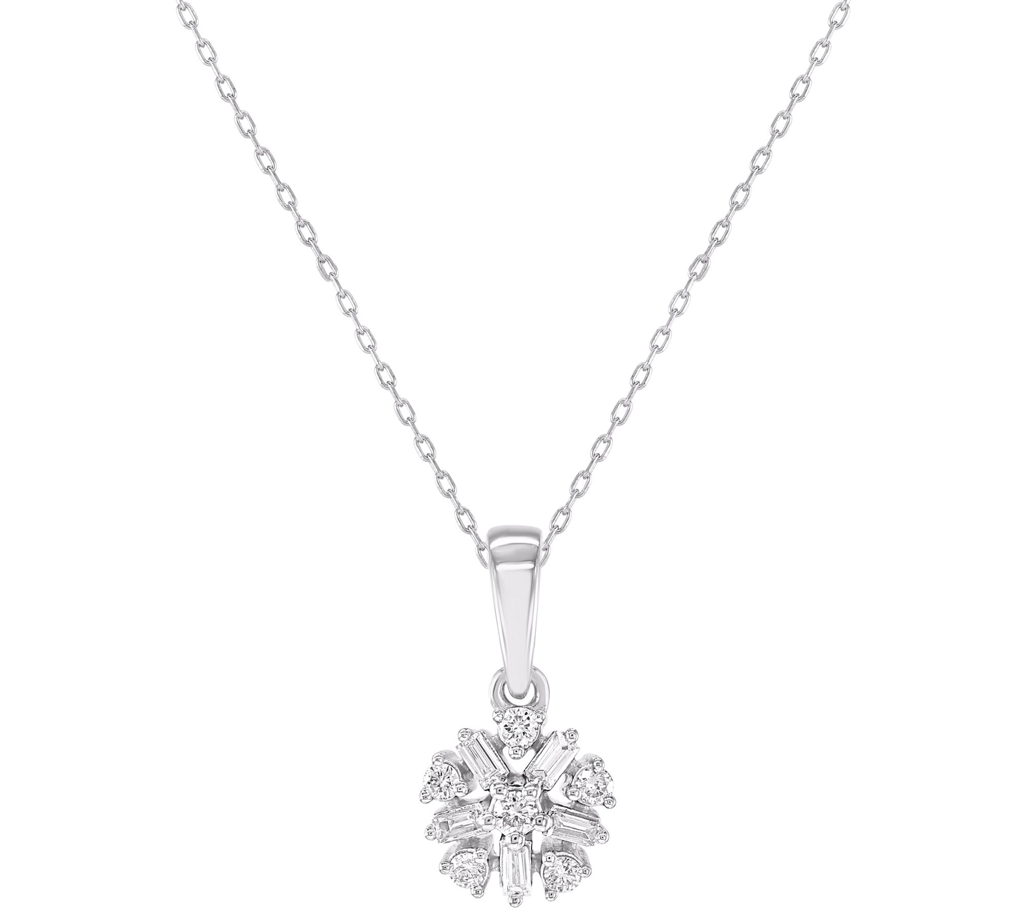 Accents by Affinity Diamond Cluster Pendant w/Chain, Sterling