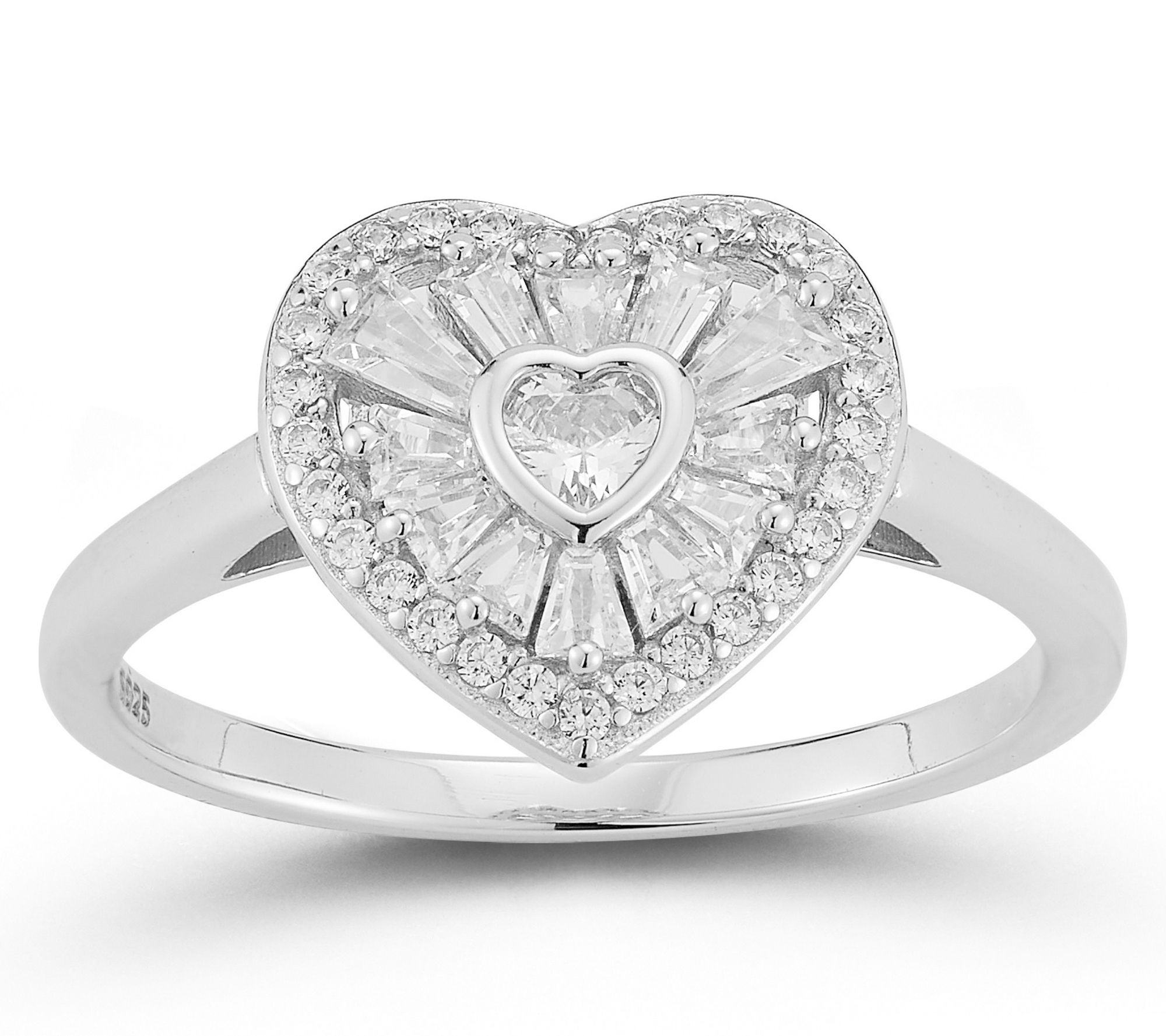 Sterlina Silver Pave Heart Cocktail Ring, Sterling
