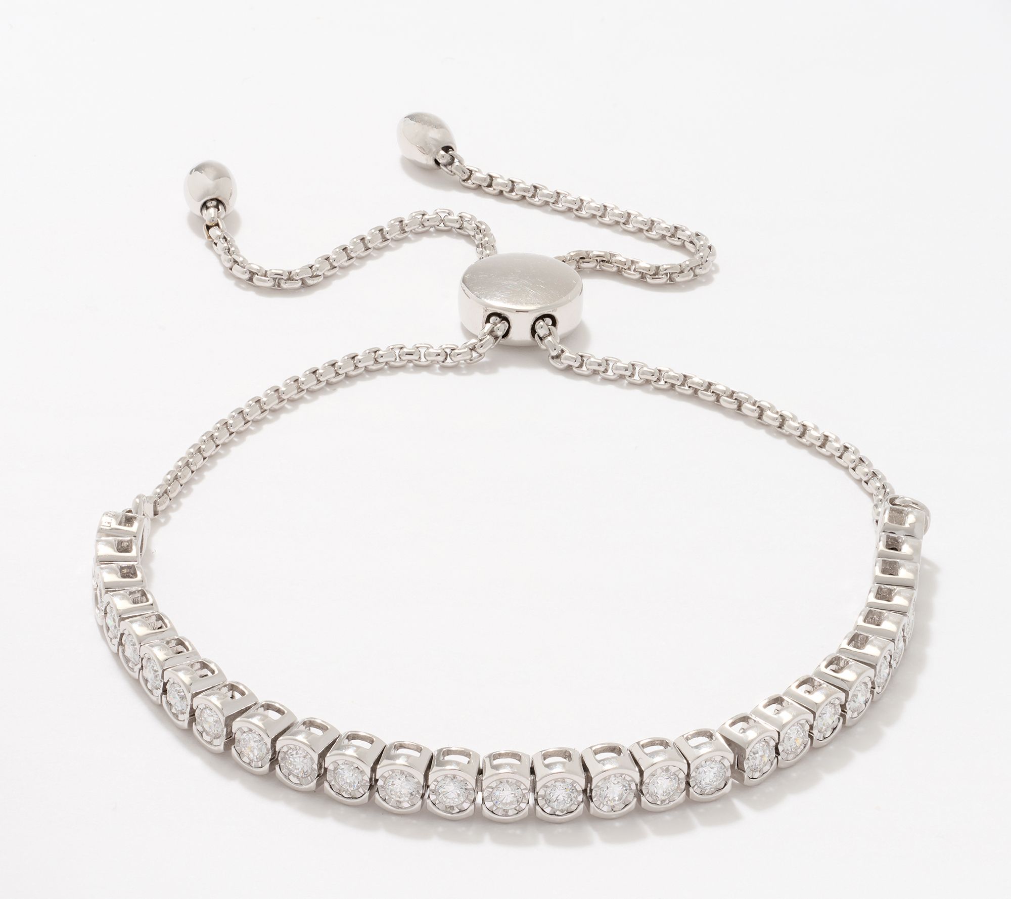 Fire Light Lab Grown Diamond 1 cttw Bolo Tennis Bracelet Sterling Silver