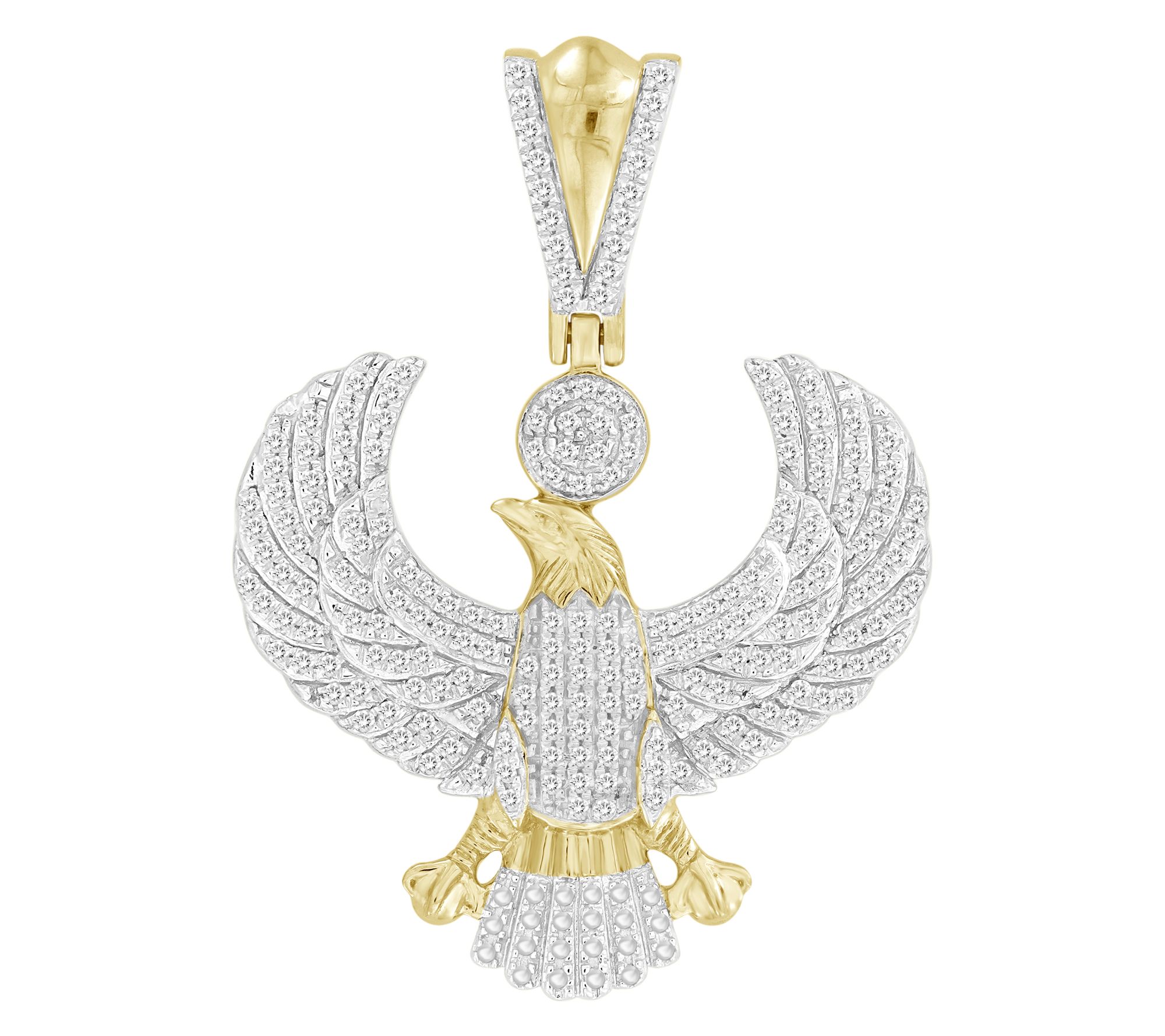 Men's 0.50 cttw Diamond Two-Tone Eagle Pendant,10K Gold