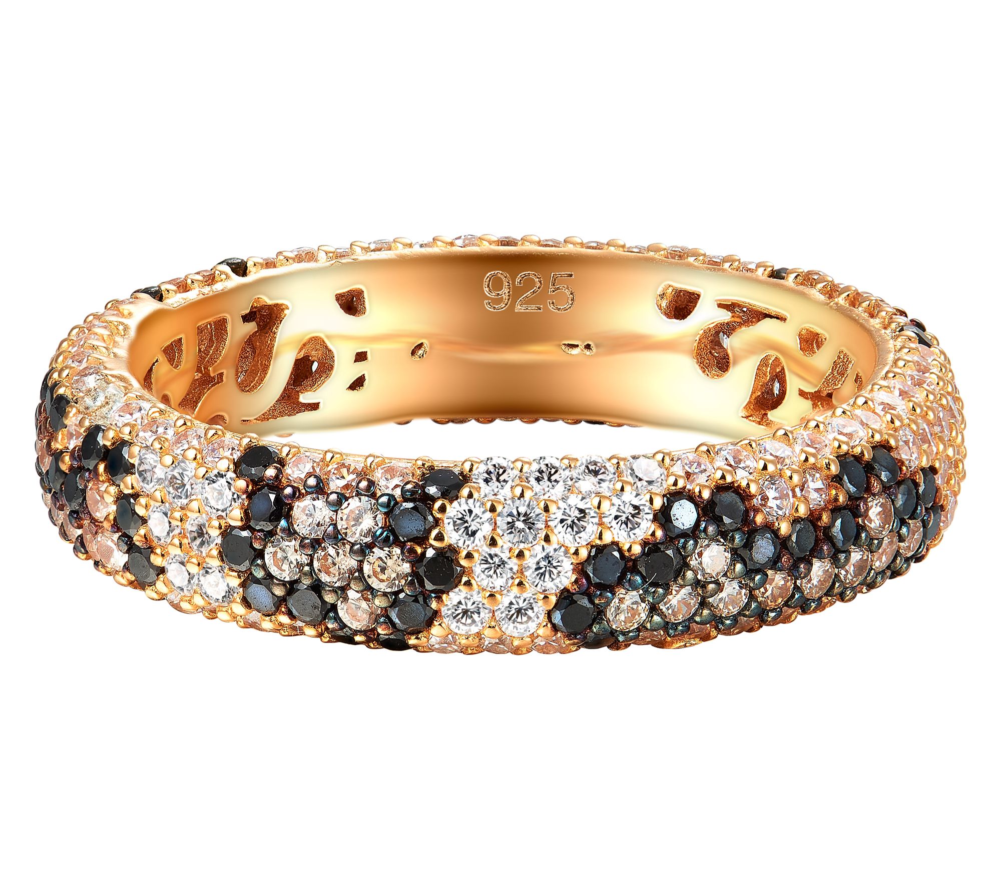 Diamonique Leopard Print Band Ring, 14K Rose Gold Plated