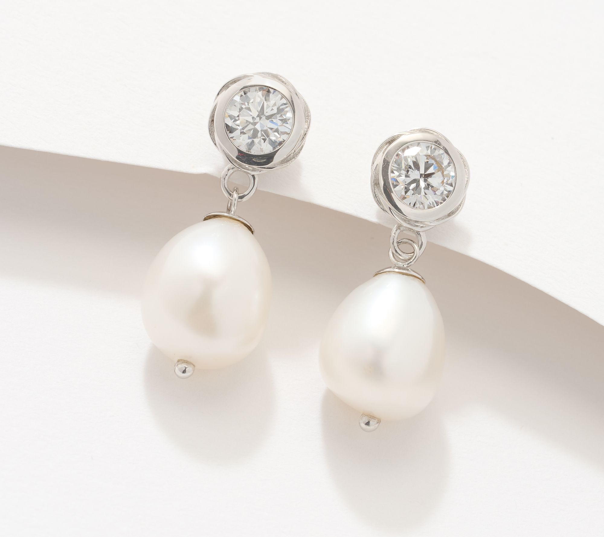 XO TACORI Lab Grown Diamond 1 cttw Cultured Pearl Earrings, 14K