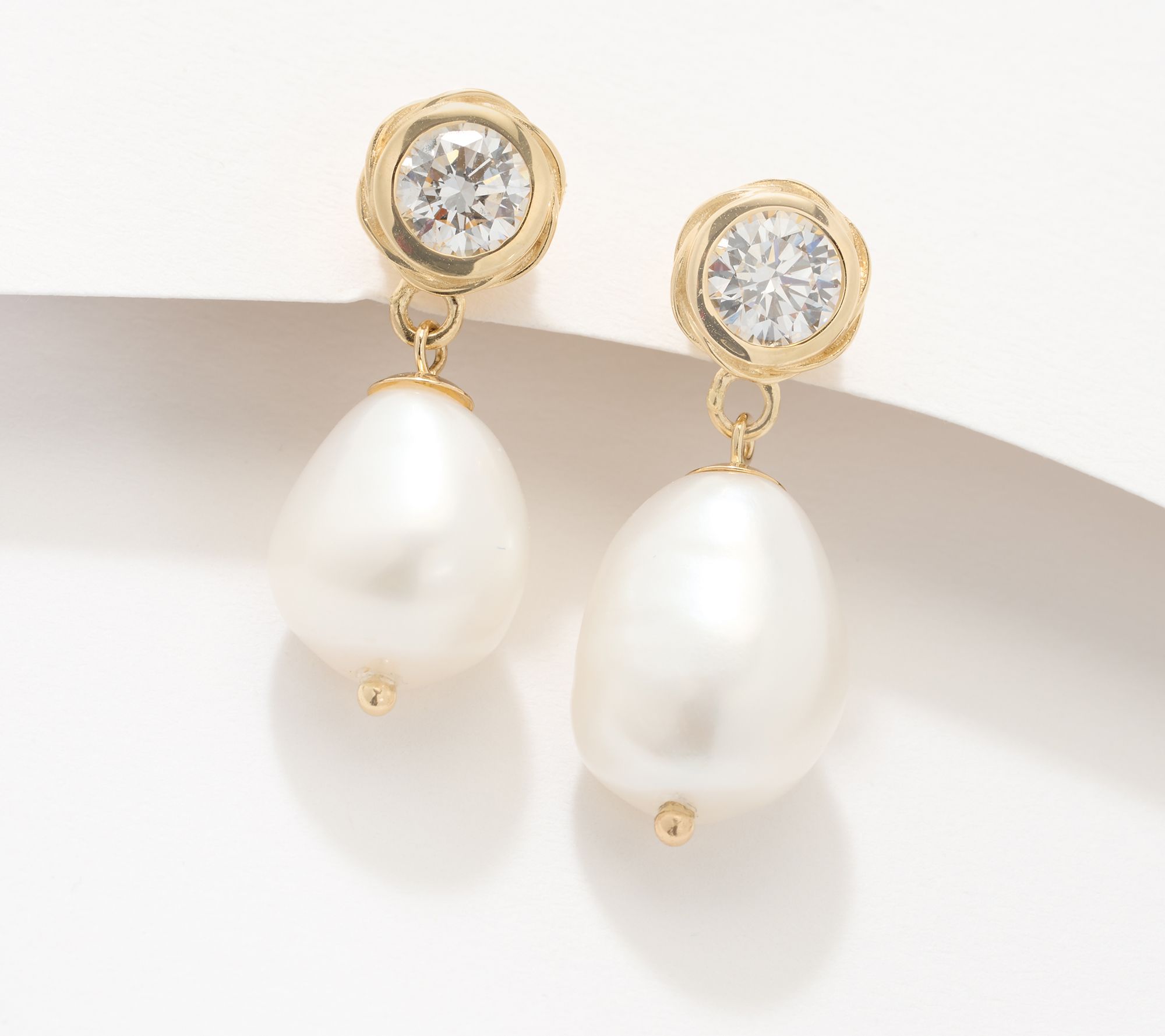 XO TACORI Lab Grown Diamond 1 cttw Cultured Pearl Earrings, 14K