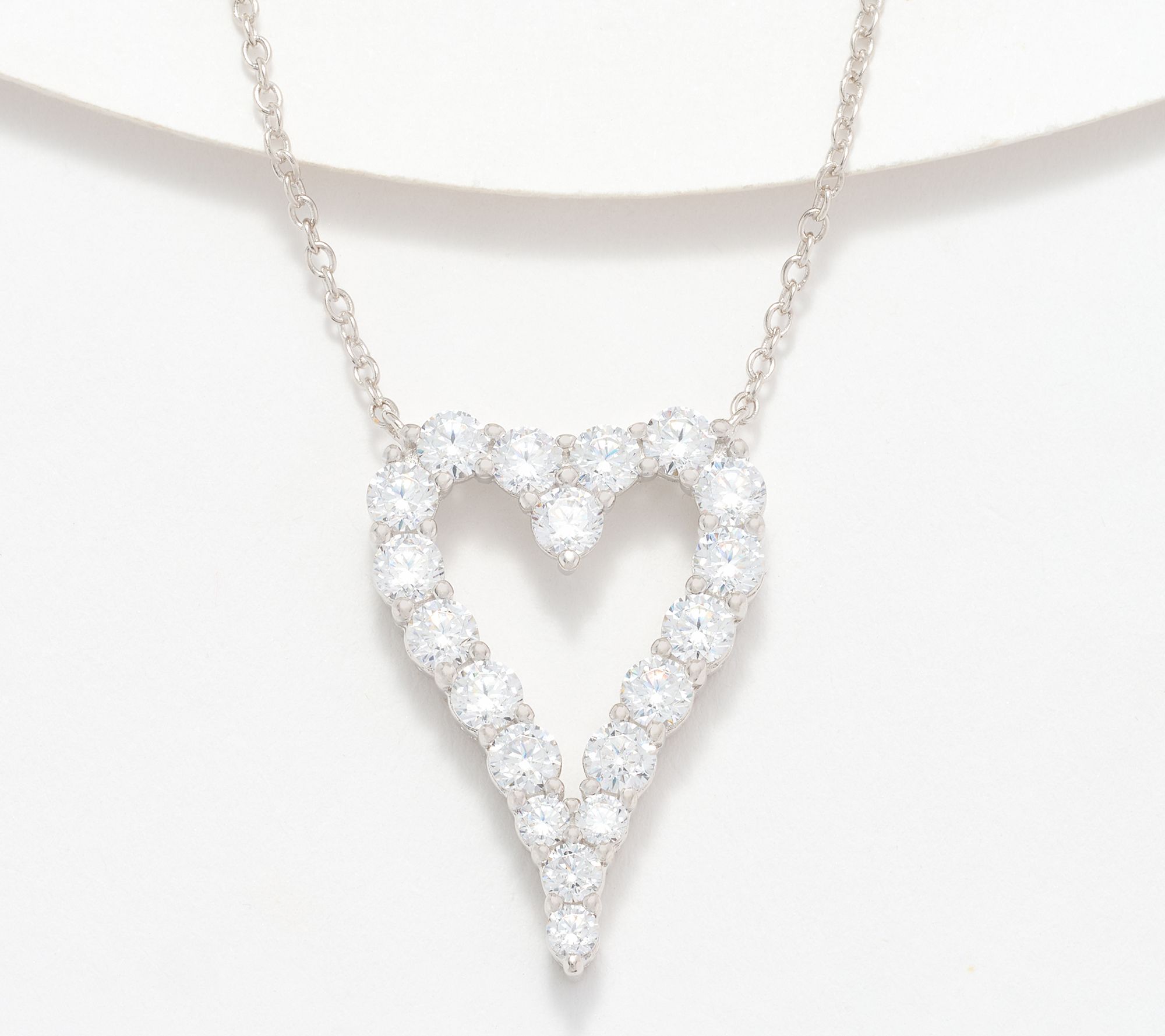 Diamonique x Jennifer Miller Signature Open Heart Necklace, Sterling Silver