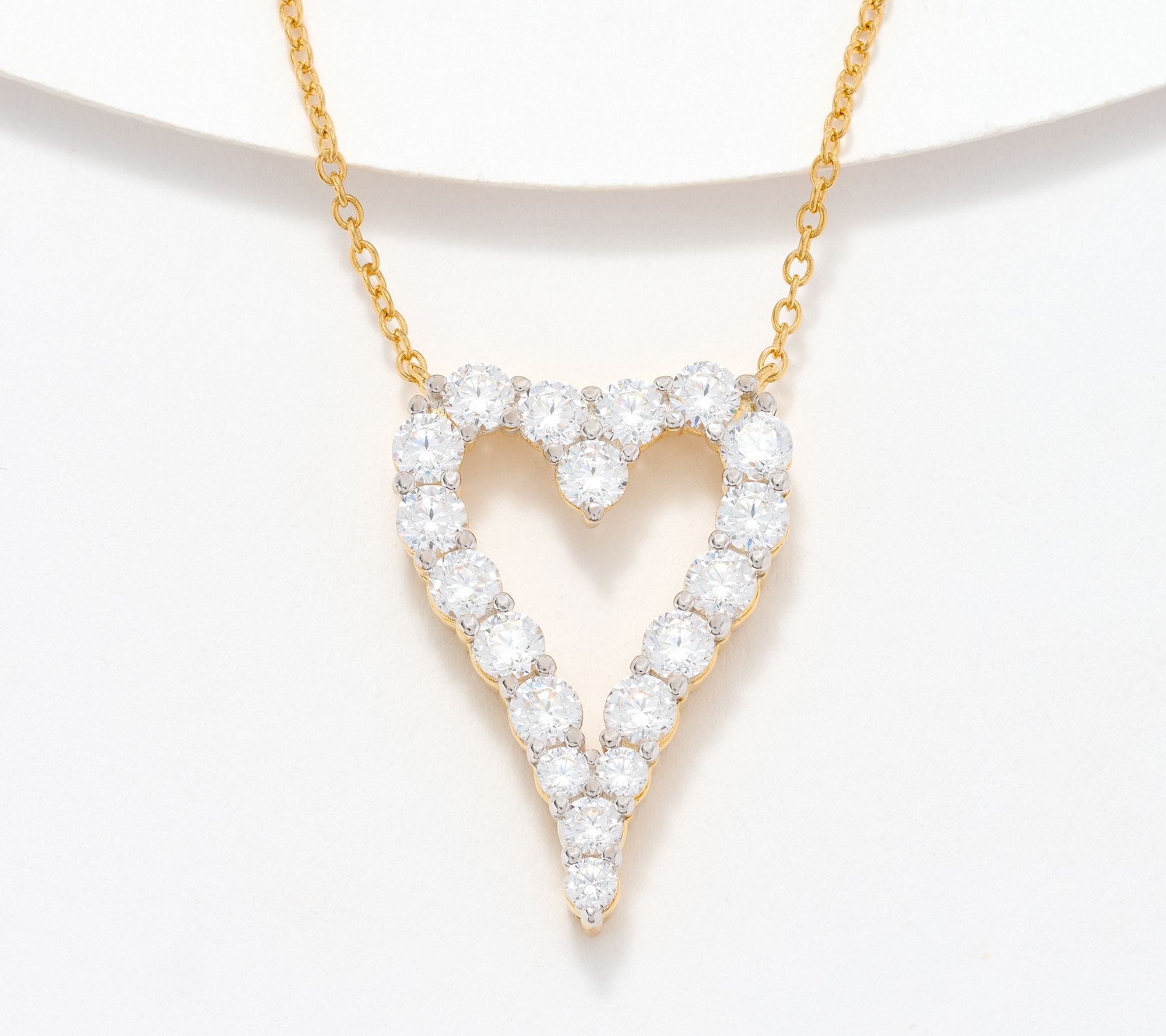 Diamonique x Jennifer Miller Signature Open Heart Necklace, Sterling Silver