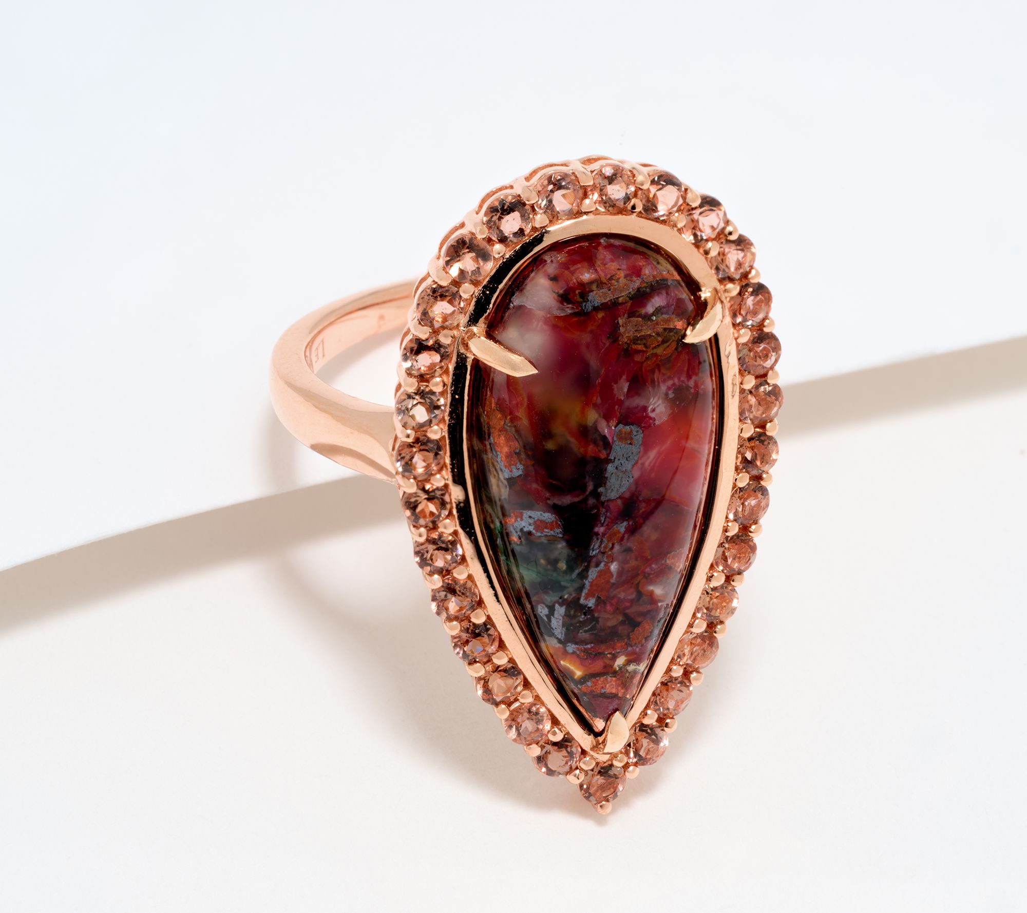 Gem Discoverer 7.50ct Pear Aquadite Ring, 14K Rose Gold