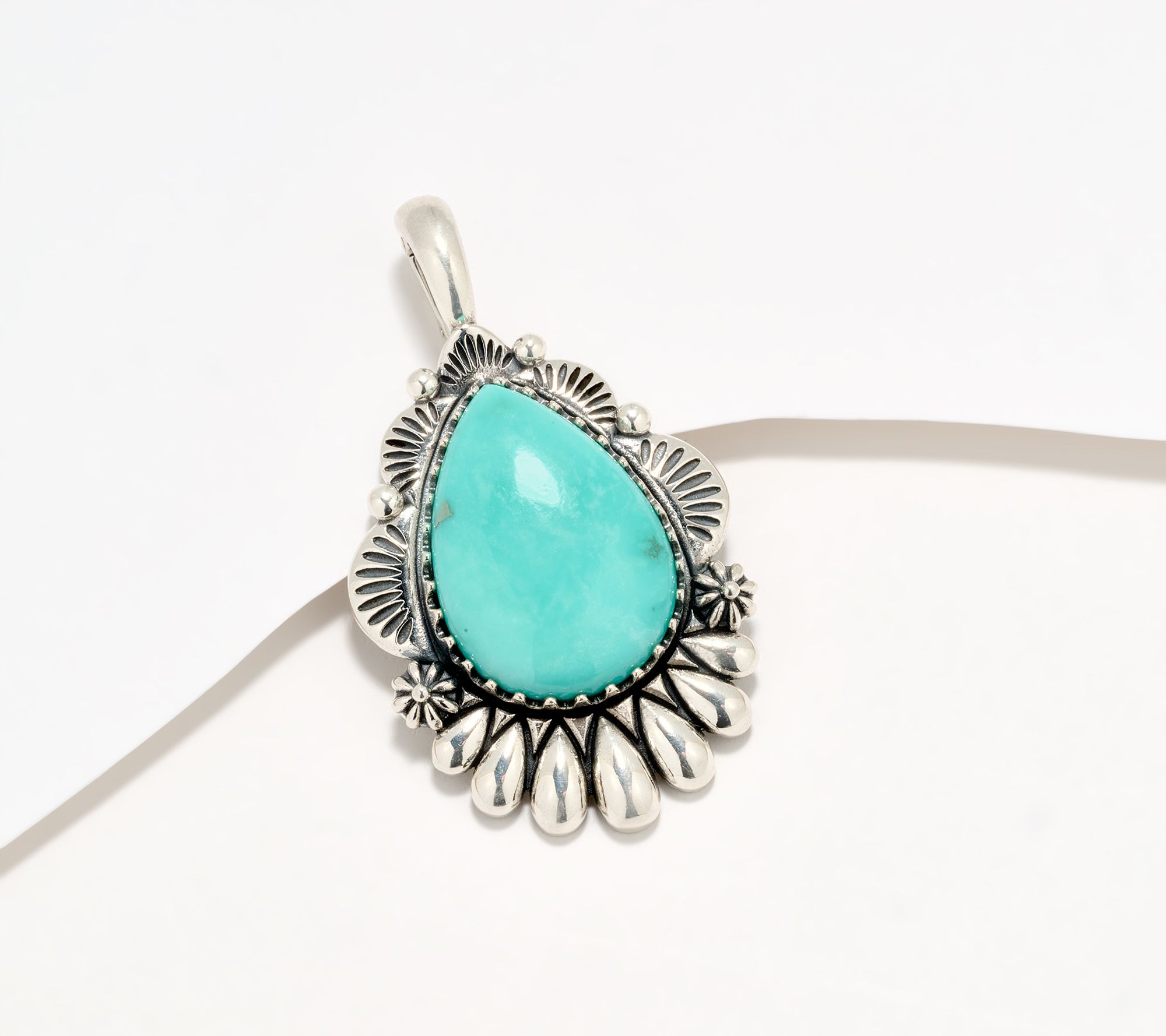 American West Sterling Silver Pear Kingman Turquoise Enhancer