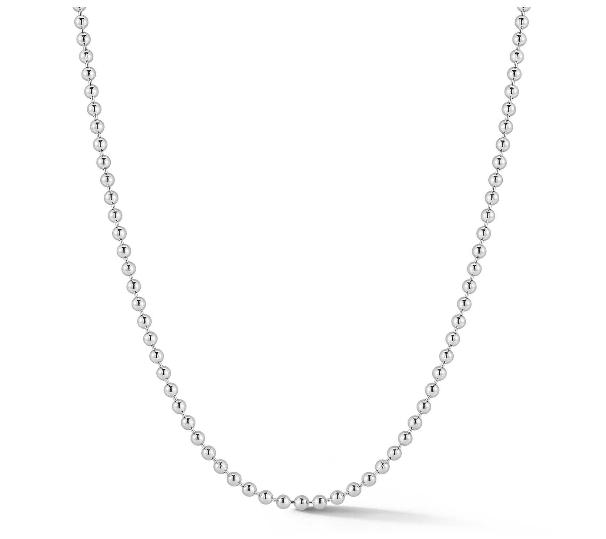 Italian Silver Men's 24" 3MM Ball Chain Necklace, Sterling