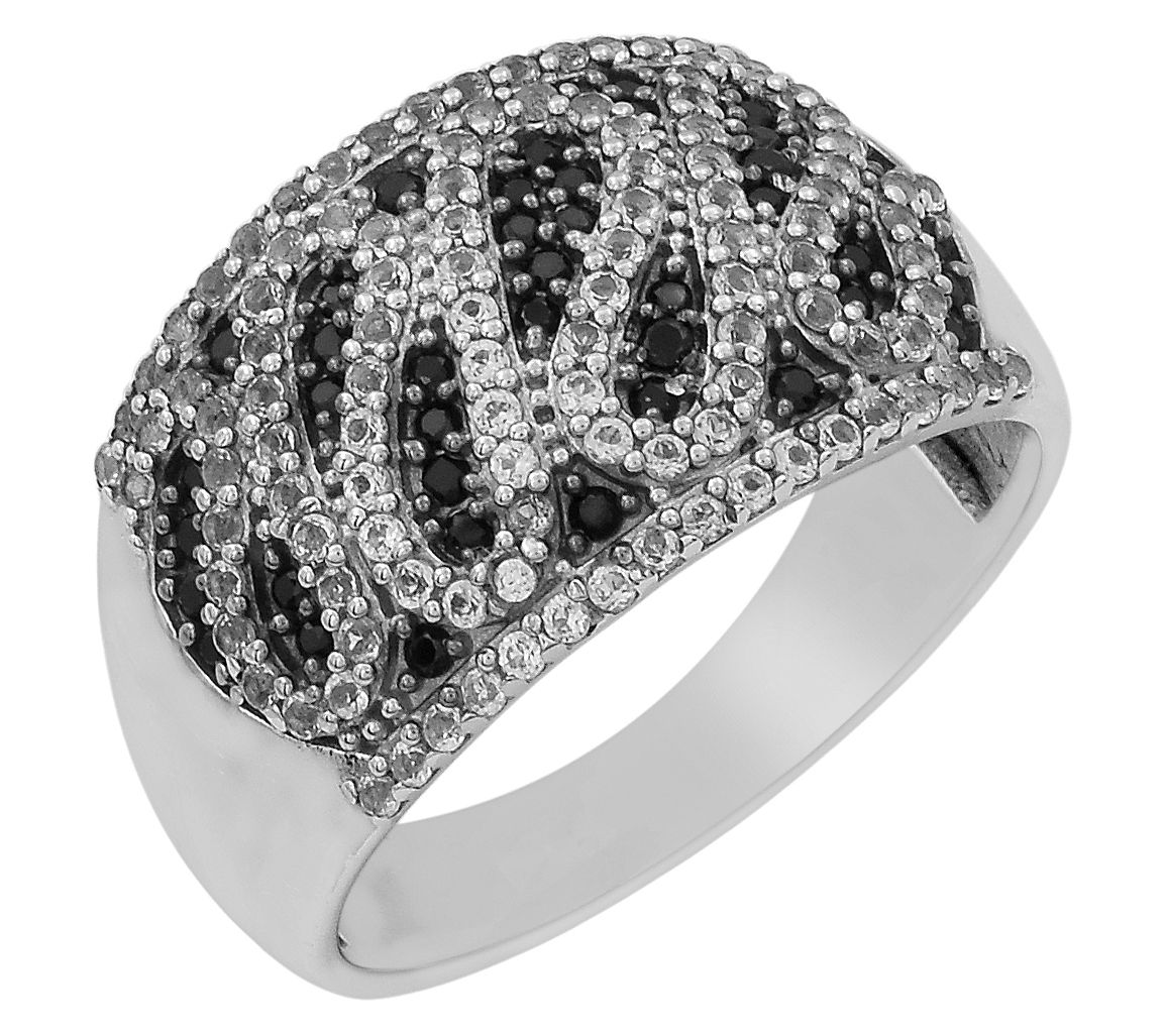 Affinity Gems Black Spinel & Zircon Cluster Ring, Sterling