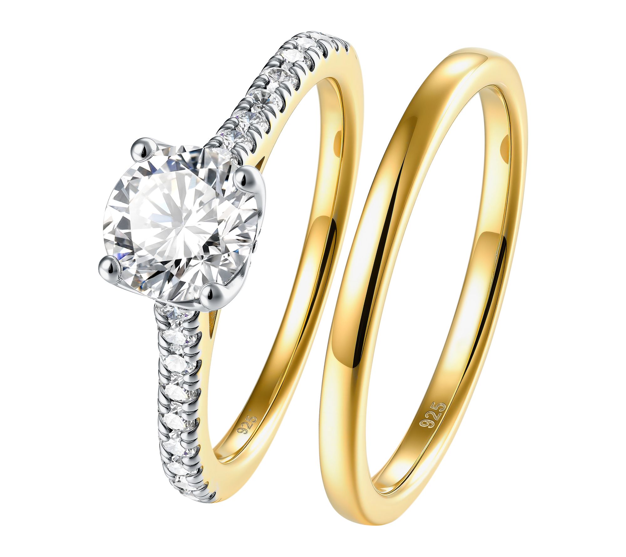 Diamonique 1.50 cttw Ring Set, 14K Gold Plated