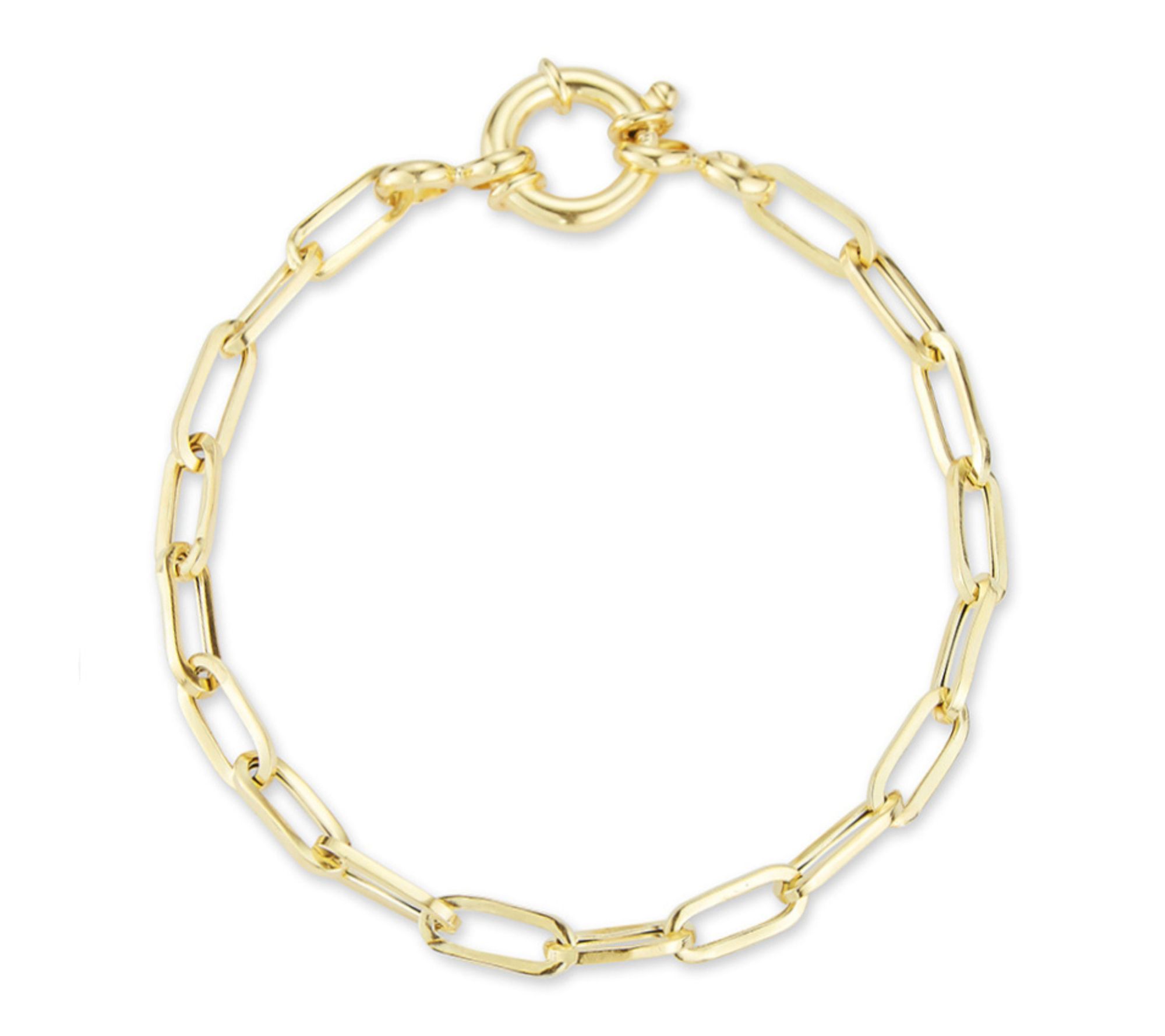 Italian Silver Spring Clasp Paperclip Bracelet,Sterling