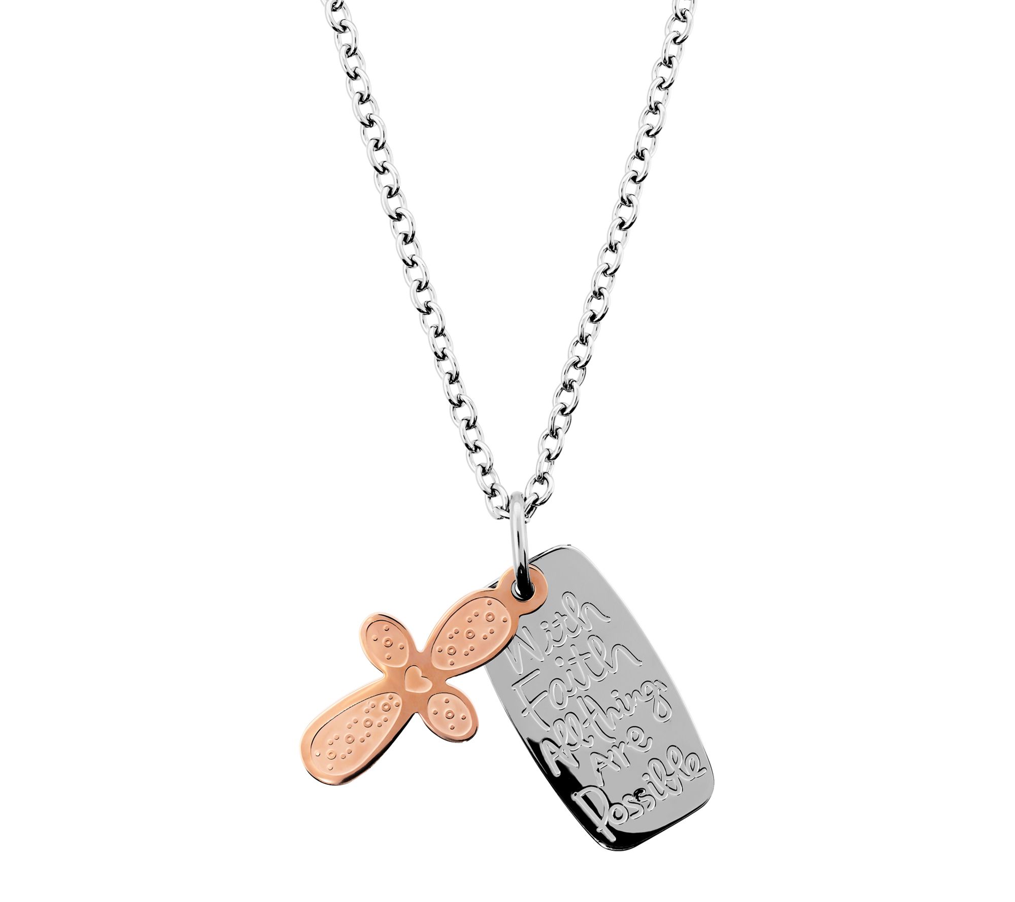 Steel By Design Cross Inspirational Dog Tag Necklace