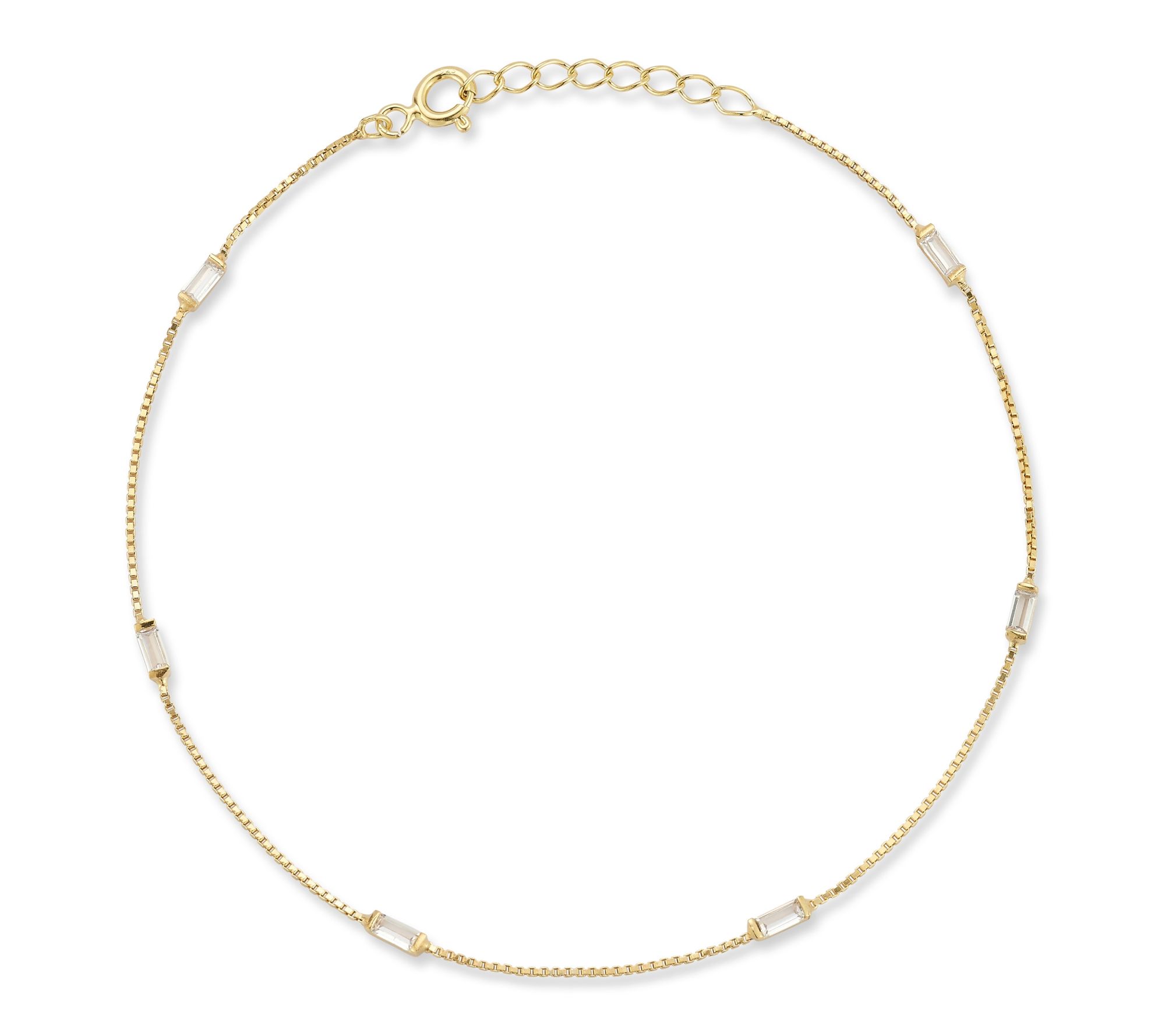 Sterlina Silver Dainty Baguette Ankle Bracelet,Sterling