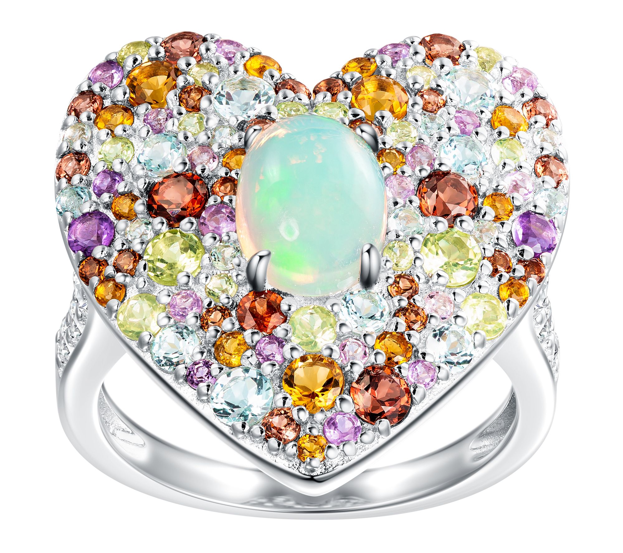Affinity Gems Opal & Multi-Gemstone Heart Ring,Sterling