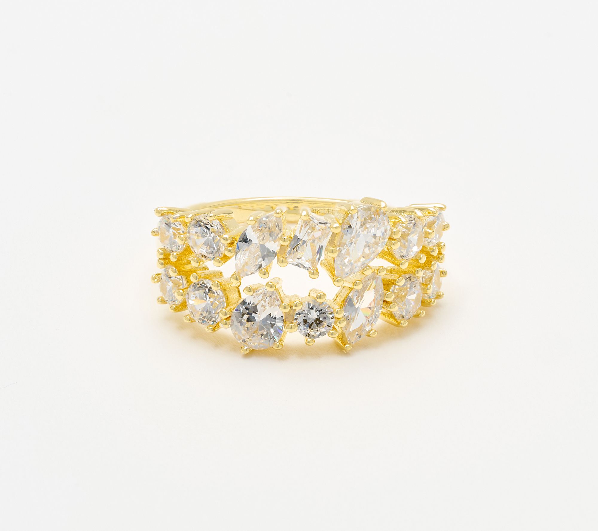 Diamonique Classics Fancy Cut Double Row Band Ring